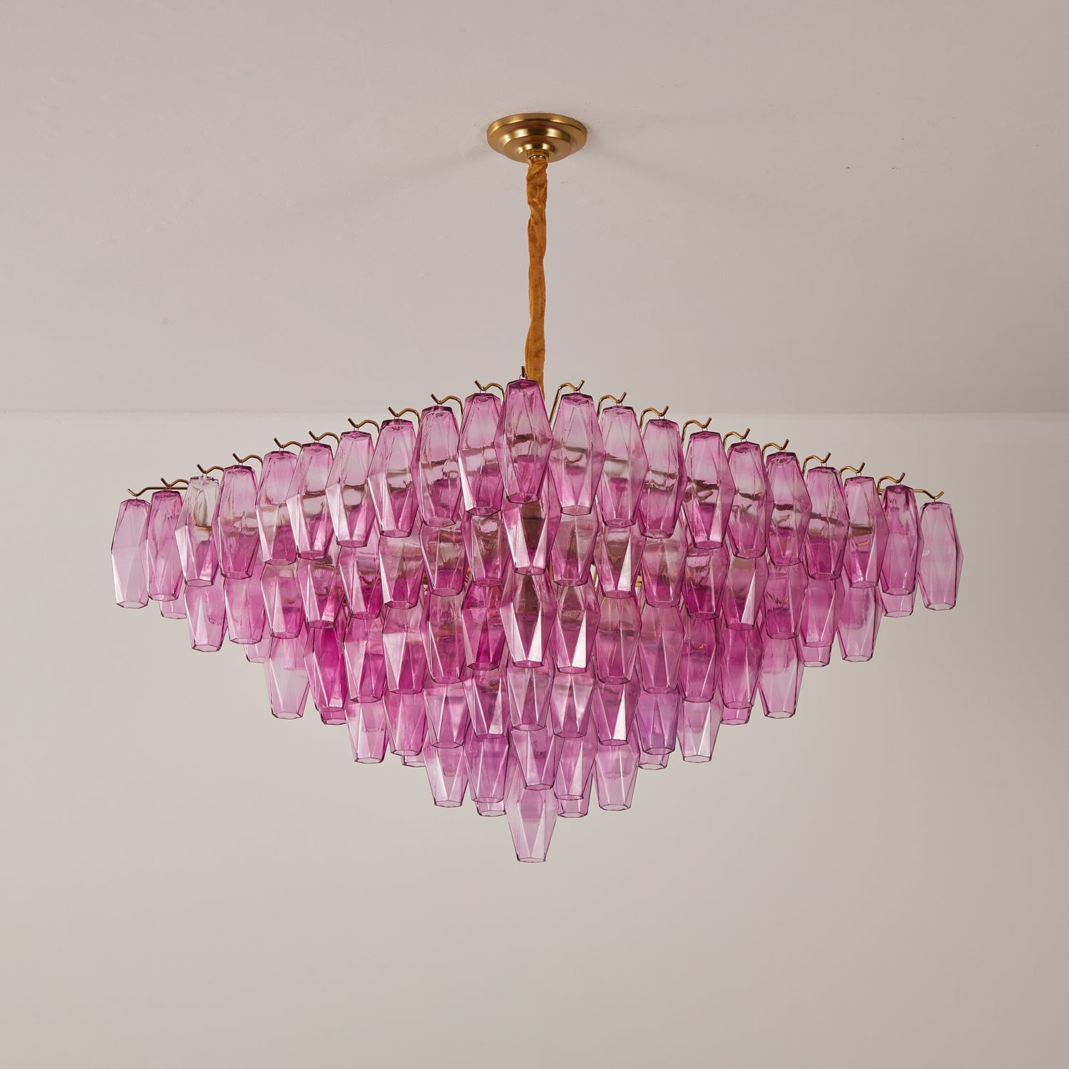 Aurora Chandelier Fuchsia Prism Inverted Pyramid