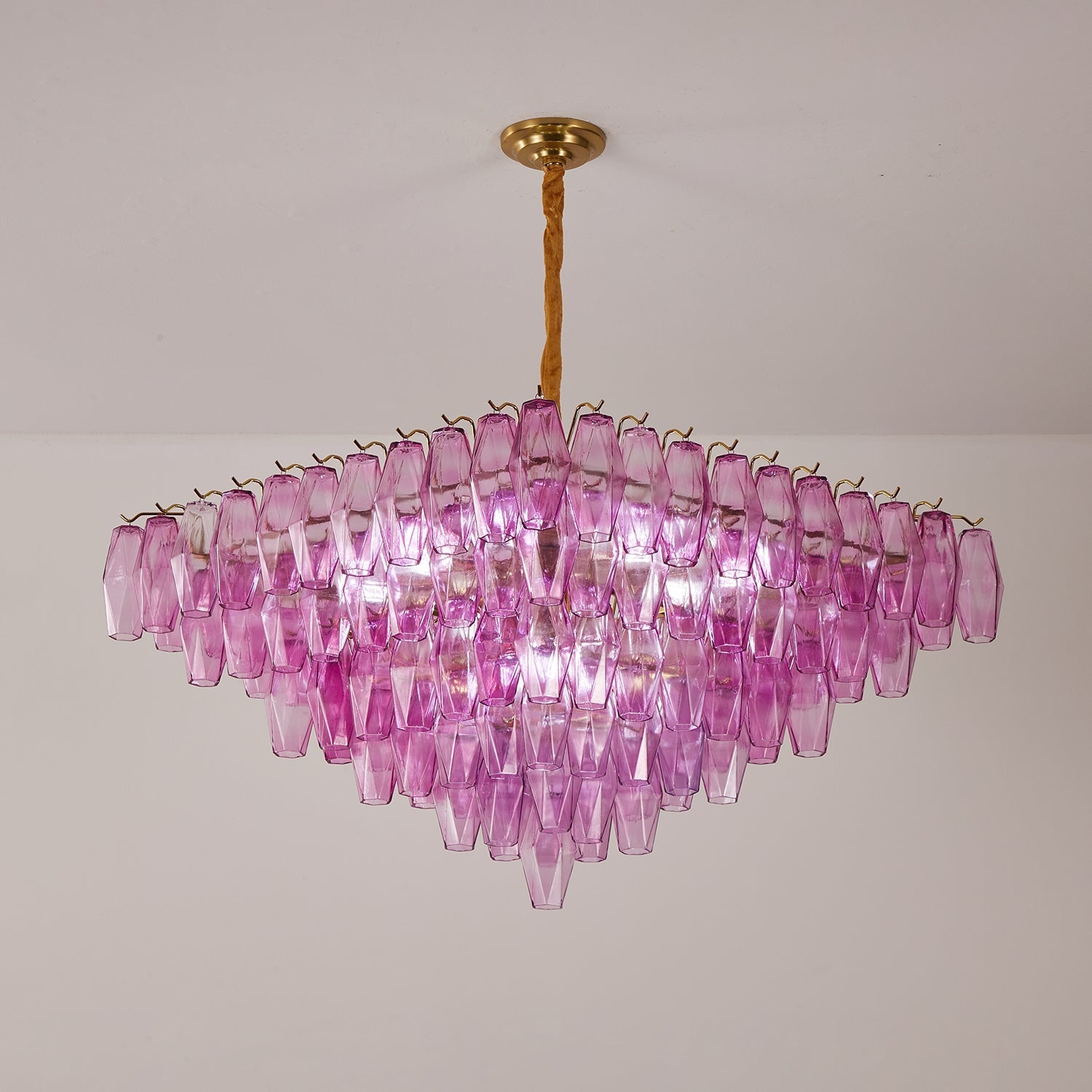 Aurora Chandelier Fuchsia Prism Inverted Pyramid