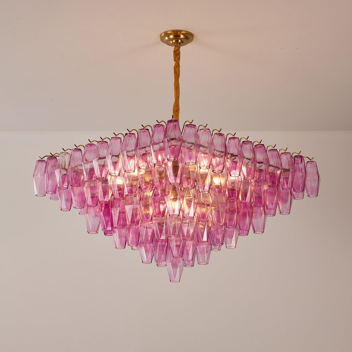Aurora Chandelier Fuchsia Prism Inverted Pyramid