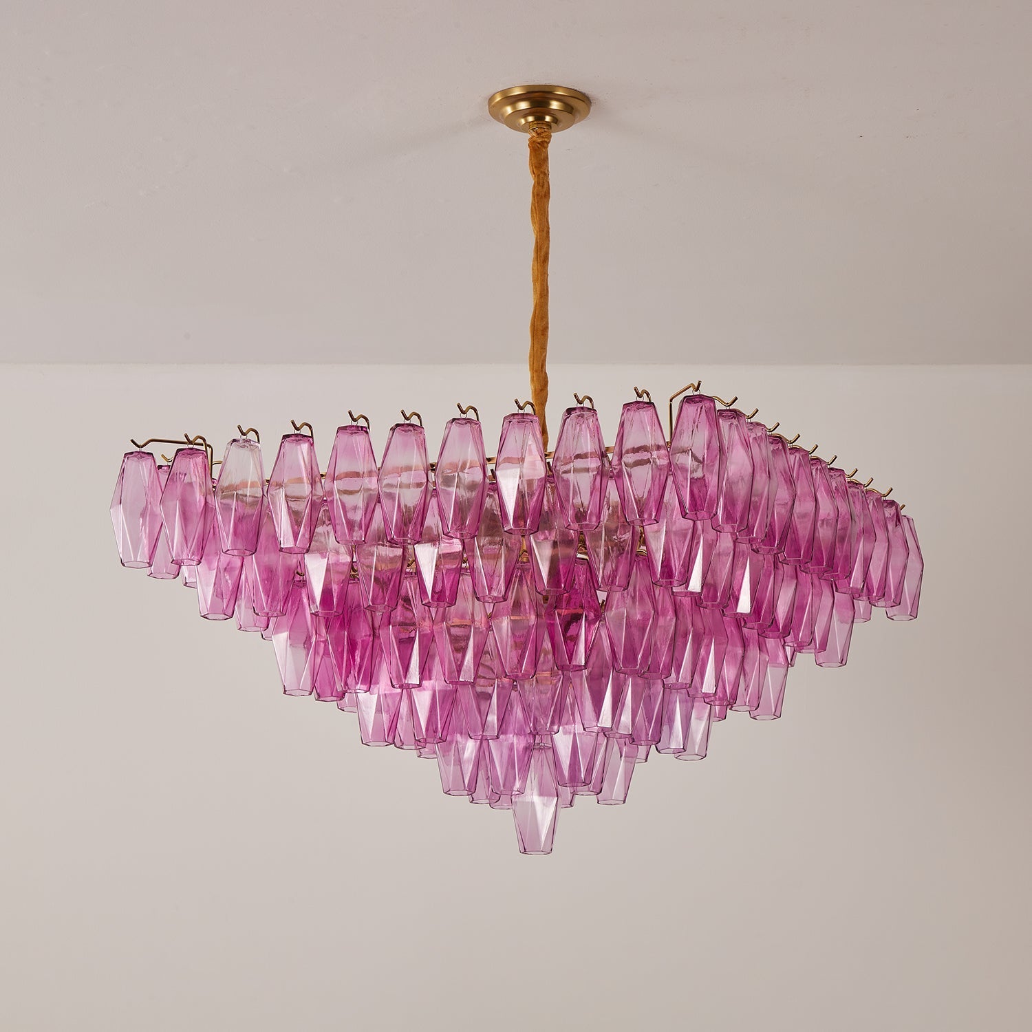 Aurora Chandelier Fuchsia Prism Inverted Pyramid