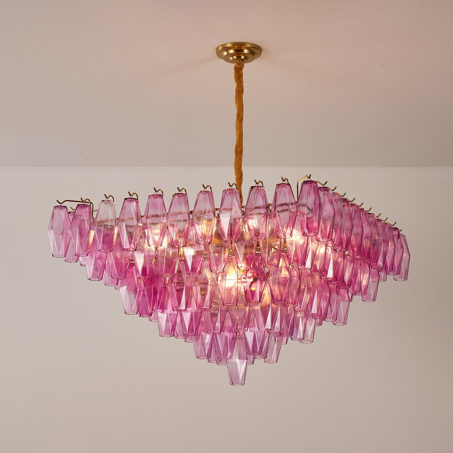 Aurora Chandelier Fuchsia Prism Inverted Pyramid