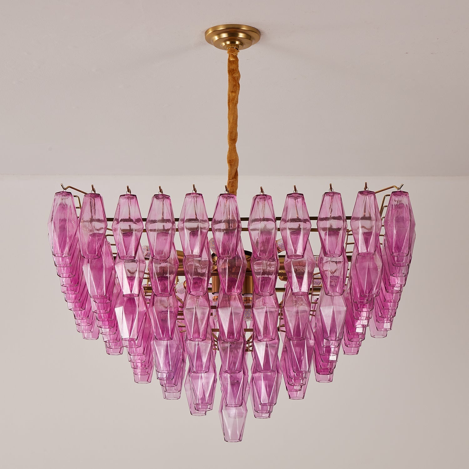 Aurora Chandelier Fuchsia Prism Inverted Pyramid
