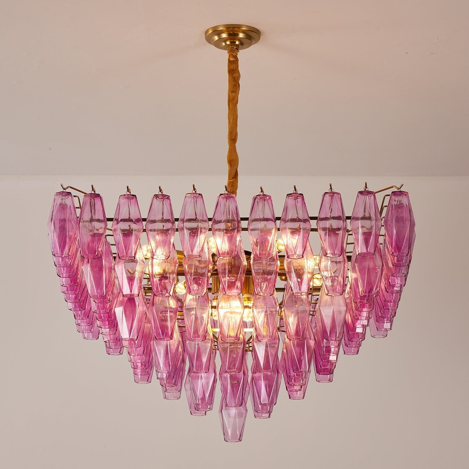 Aurora Chandelier Fuchsia Prism Inverted Pyramid