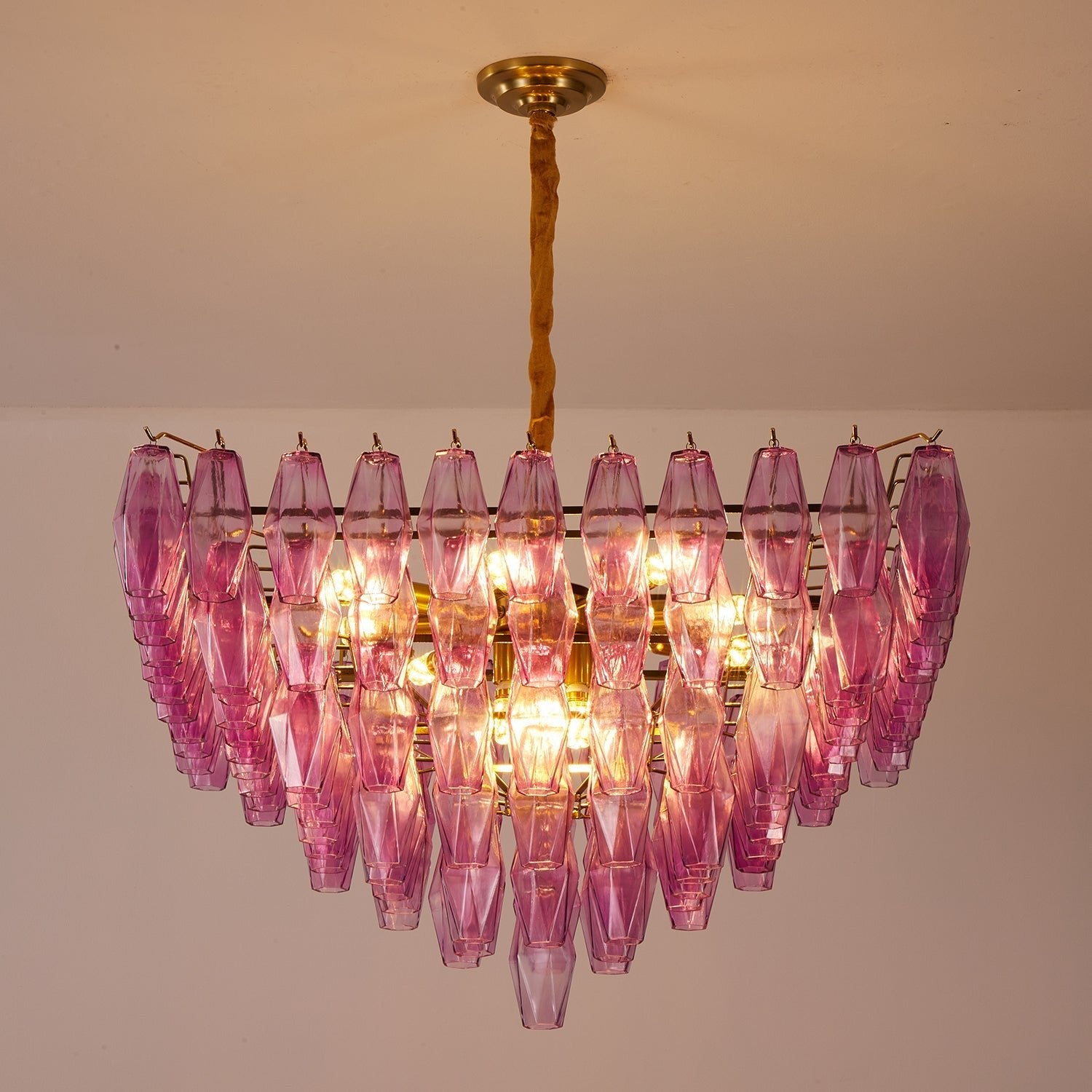 Aurora Chandelier Fuchsia Prism Inverted Pyramid