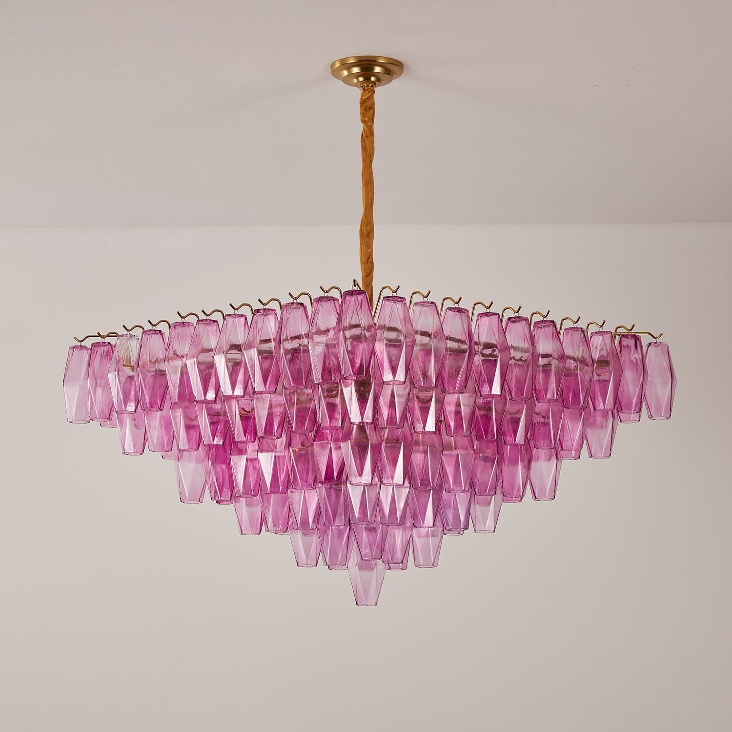 Aurora Chandelier Fuchsia Prism Inverted Pyramid