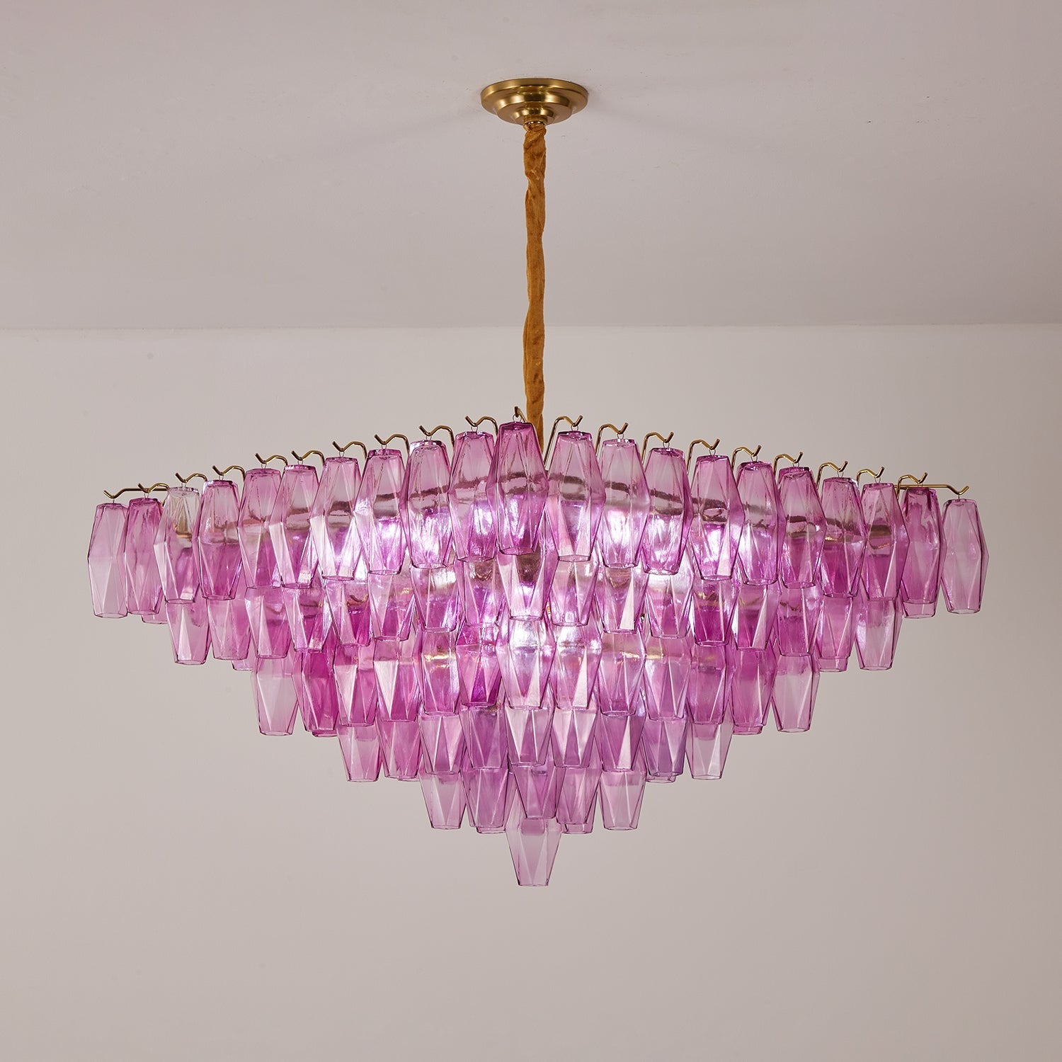 Aurora Chandelier Fuchsia Prism Inverted Pyramid