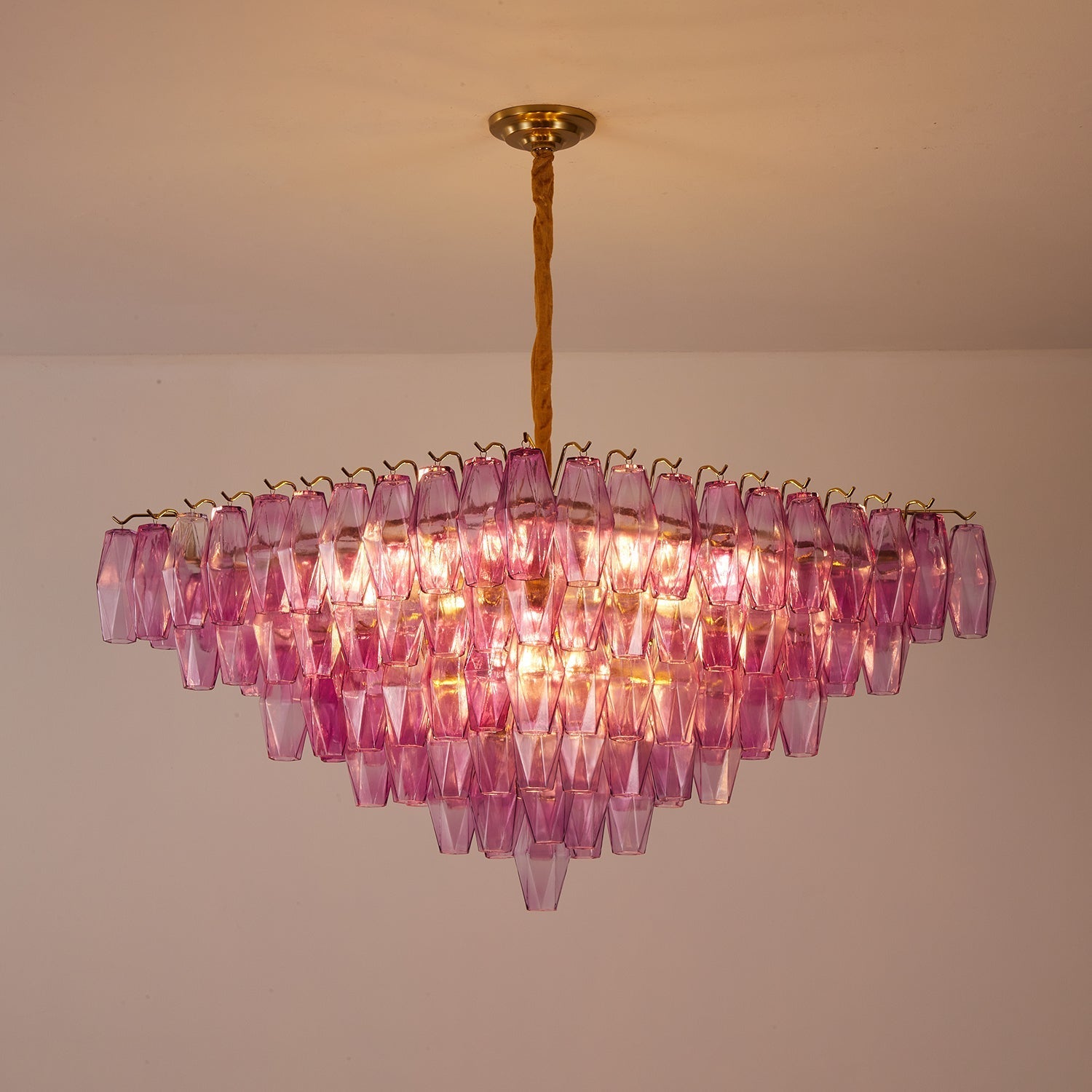 Aurora Chandelier Fuchsia Prism Inverted Pyramid