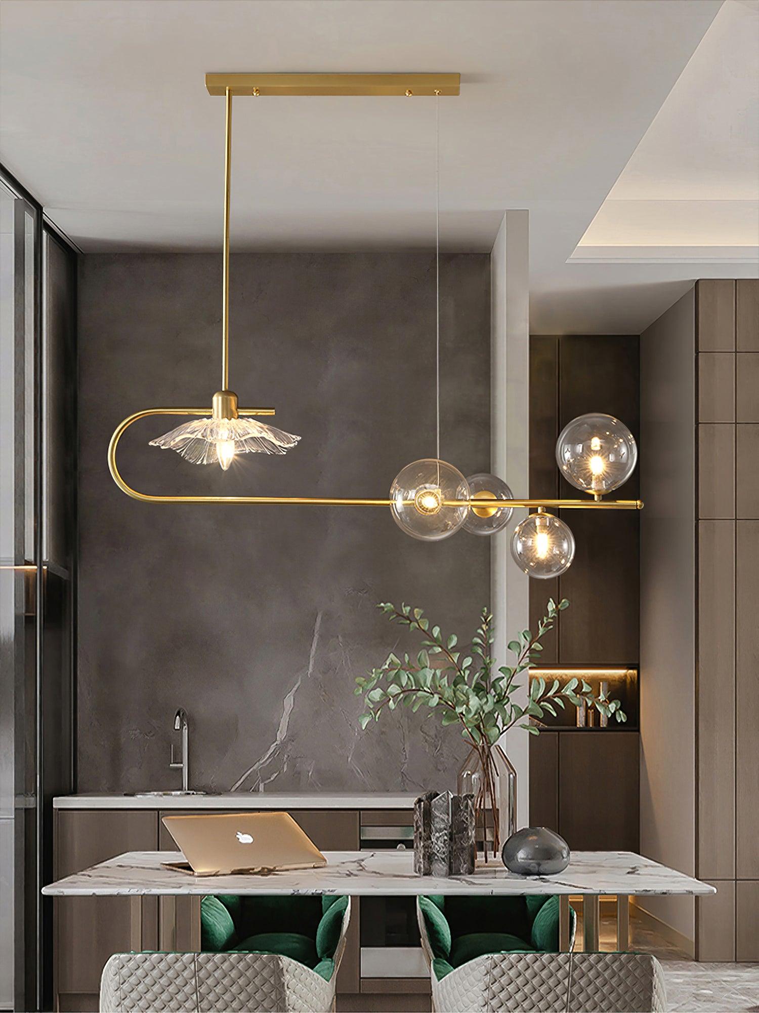 Lustra Pendant Lamp Golden Glass Brass - Letslighting