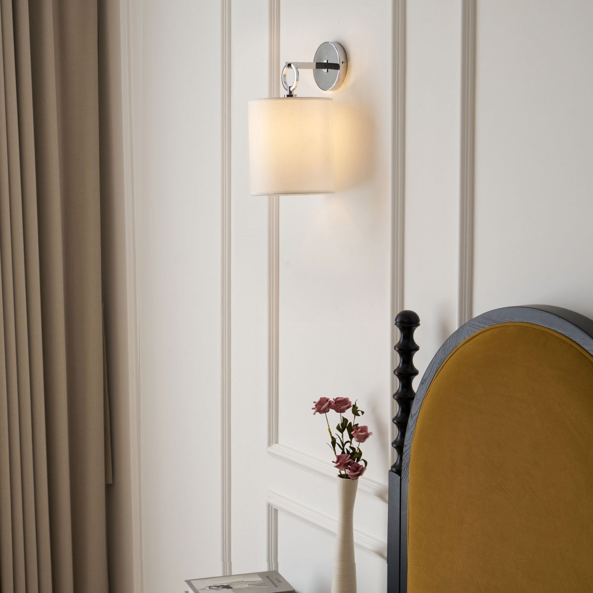 Silva Cylindrical Fabric Shade Wall Lamp Farmhouse - Letslighting