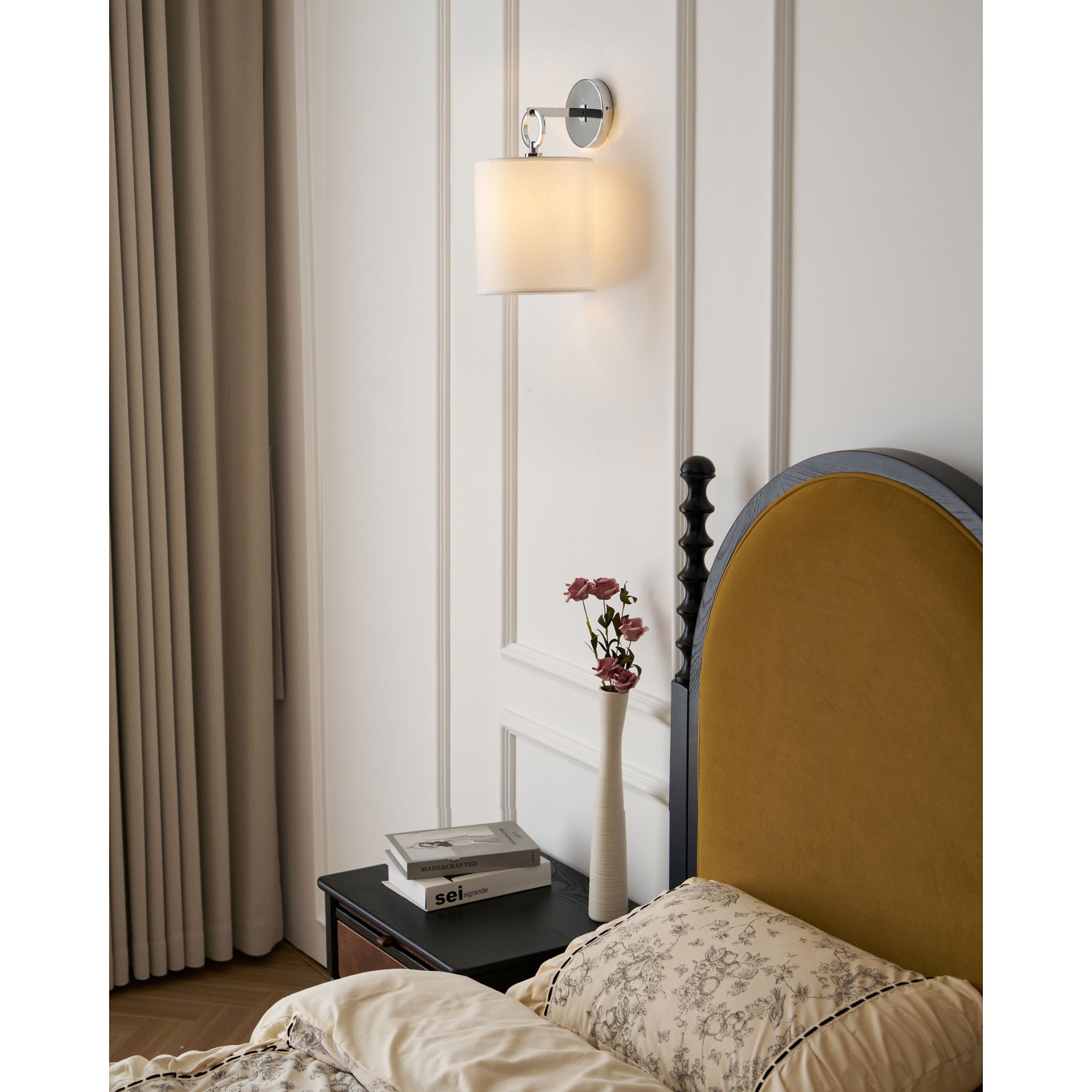 Cotheor Modern Minimalist Circle Brass Fabric Sconce Wall Lamp - Letslighting
