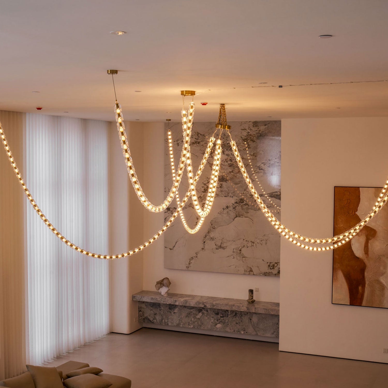 Lustra Chandelier Crystal Gold LED 3-Line - Letslighting
