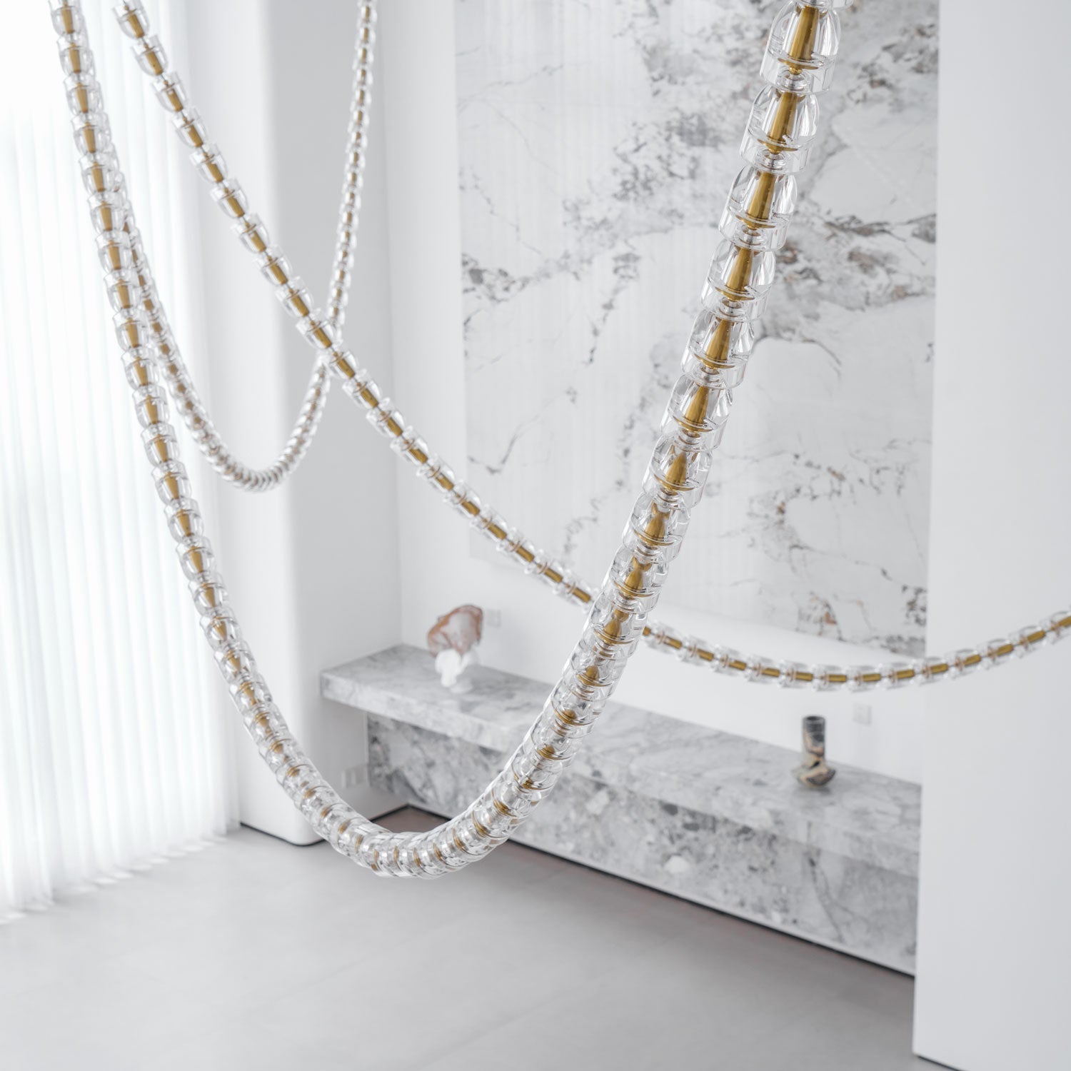 Lustra Chandelier Crystal Gold LED 3-Line - Letslighting