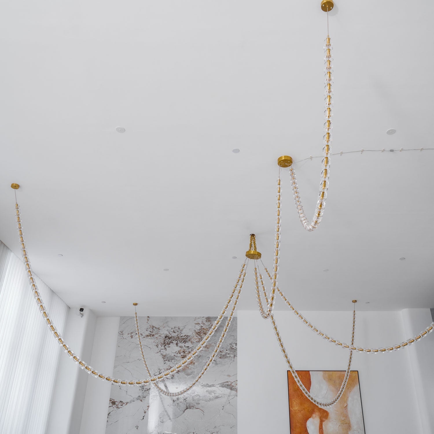 Lustra Chandelier Crystal Gold LED 3-Line - Letslighting