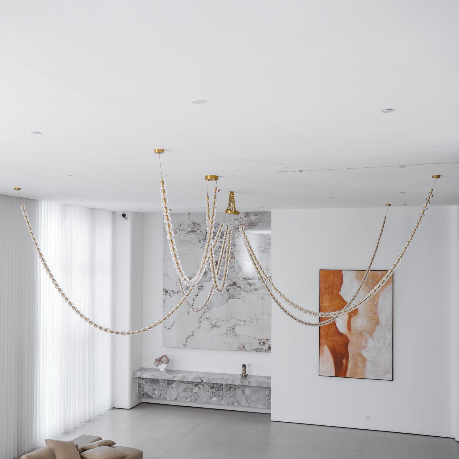 Lustra Chandelier Crystal Gold LED 3-Line - Letslighting