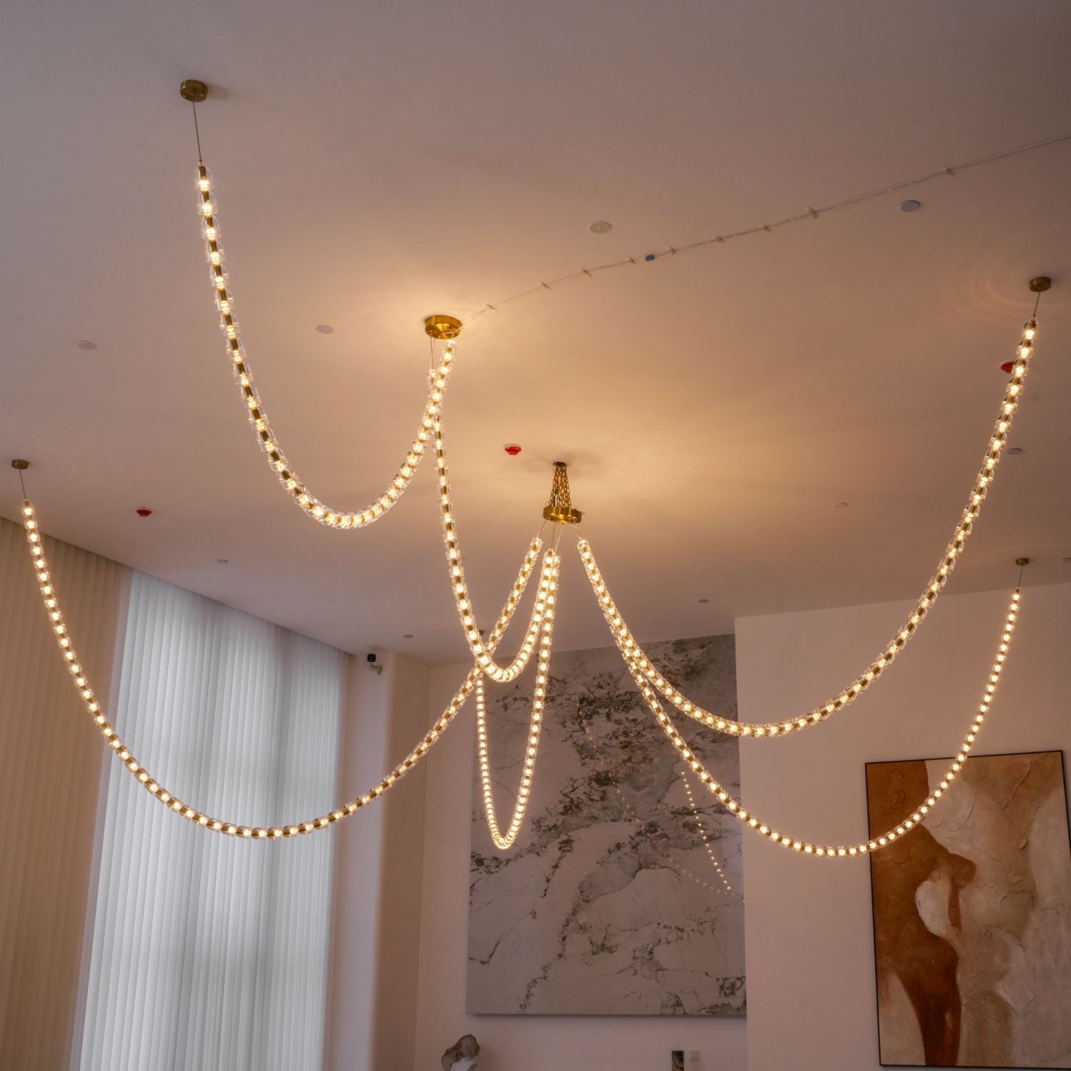 Lustra Chandelier Crystal Gold LED 3-Line - Letslighting