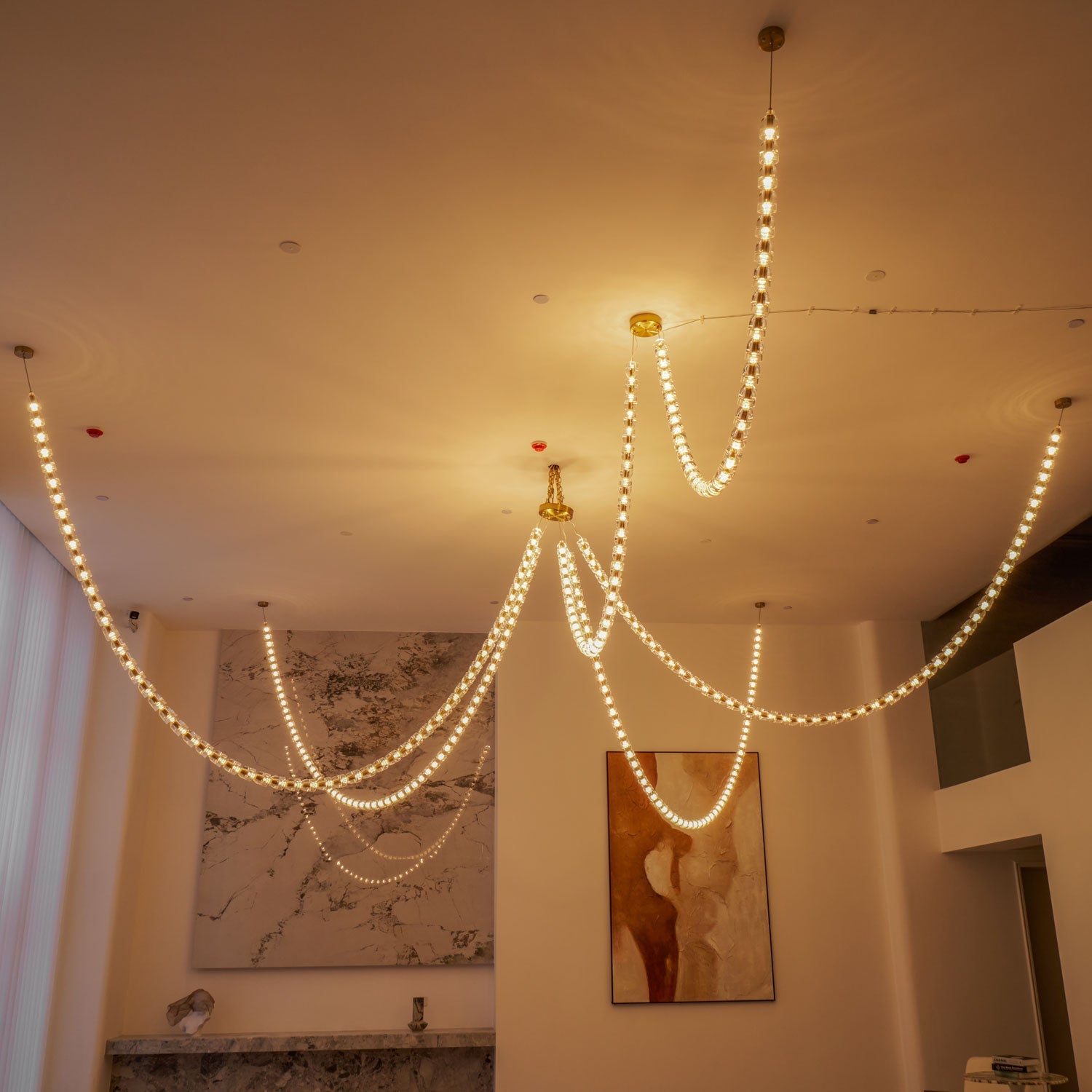 Lustra Chandelier Crystal Gold LED 3-Line - Letslighting