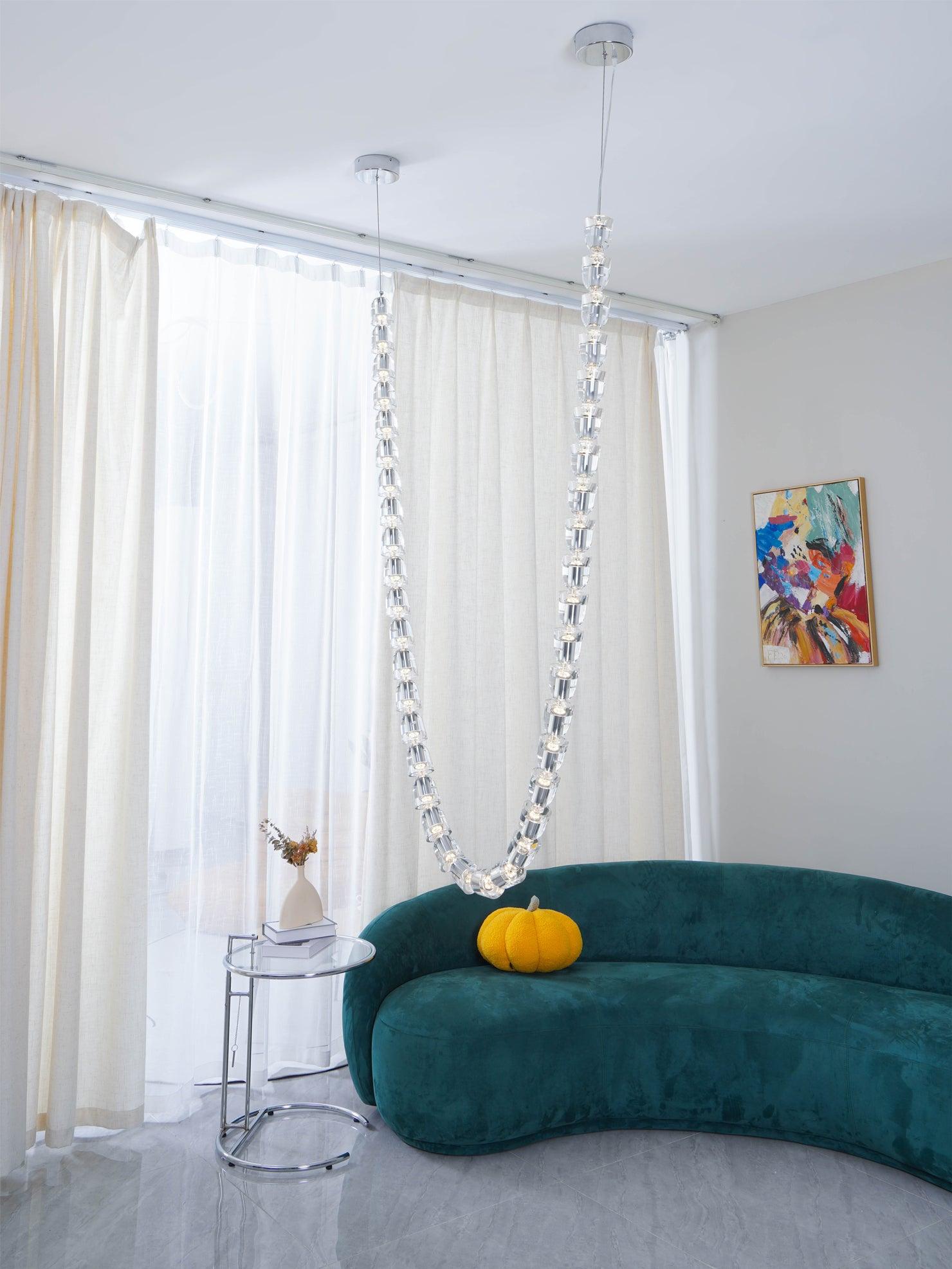 Lustra Chandelier Chrome Interlacing Crystal Lines - Letslighting