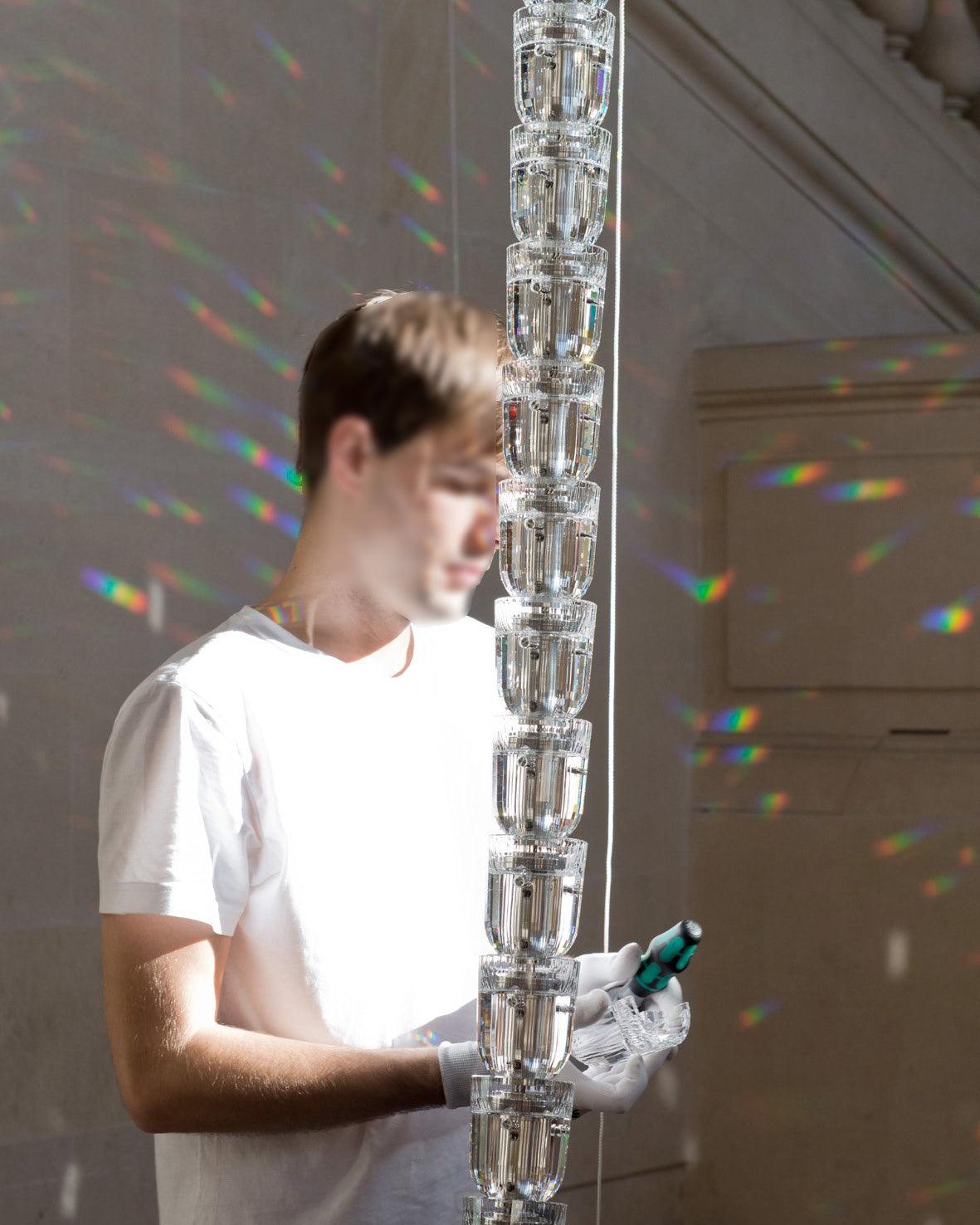 Lustra Chandelier Chrome Interlacing Crystal Lines - Letslighting