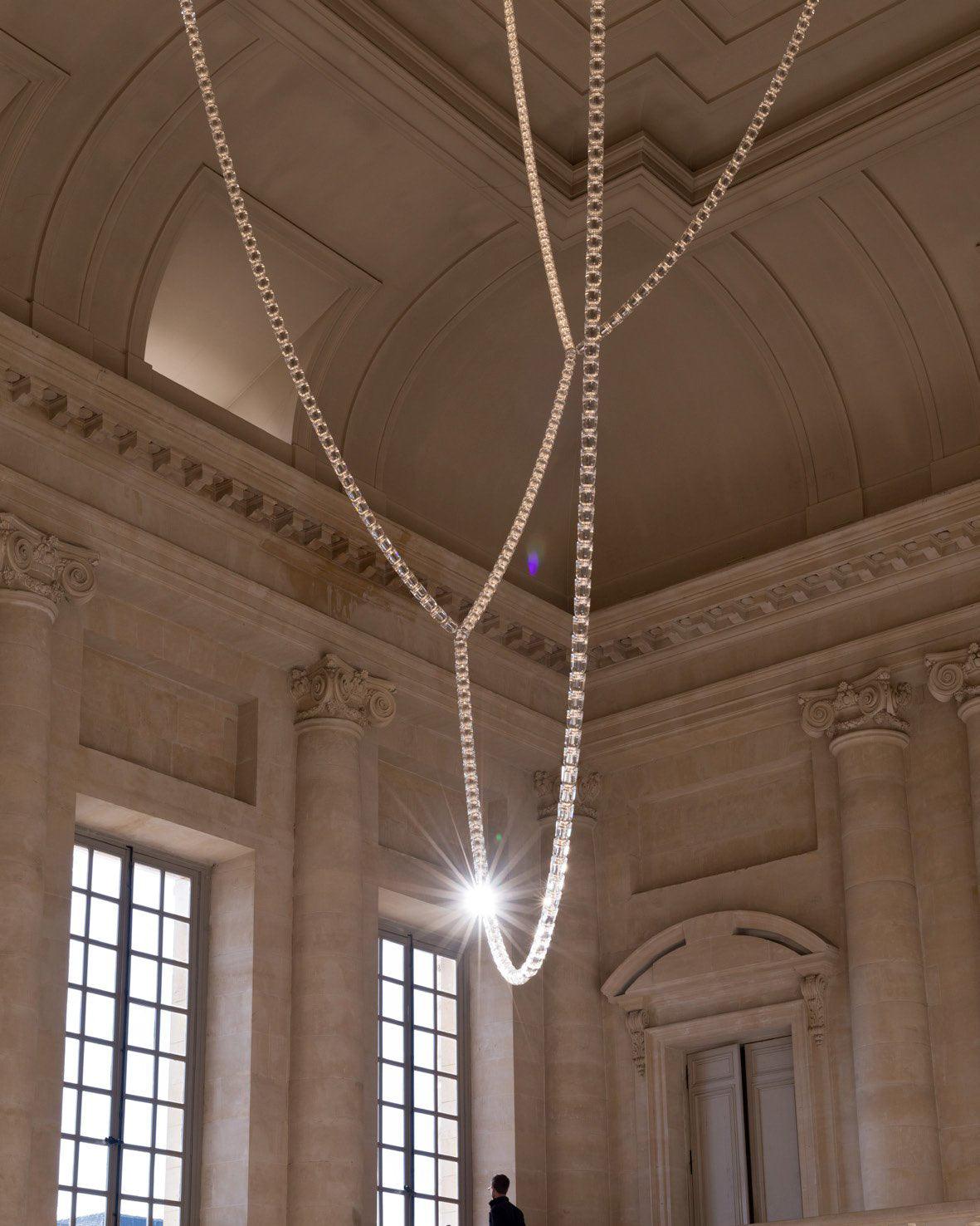 Lustra Chandelier Crystal Gold LED 3-Line - Letslighting