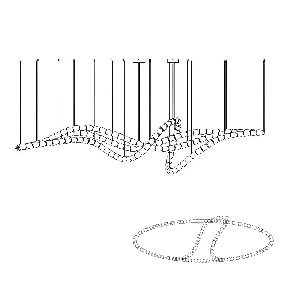Lustra Chandelier Chrome Interlacing Crystal Lines - Letslighting