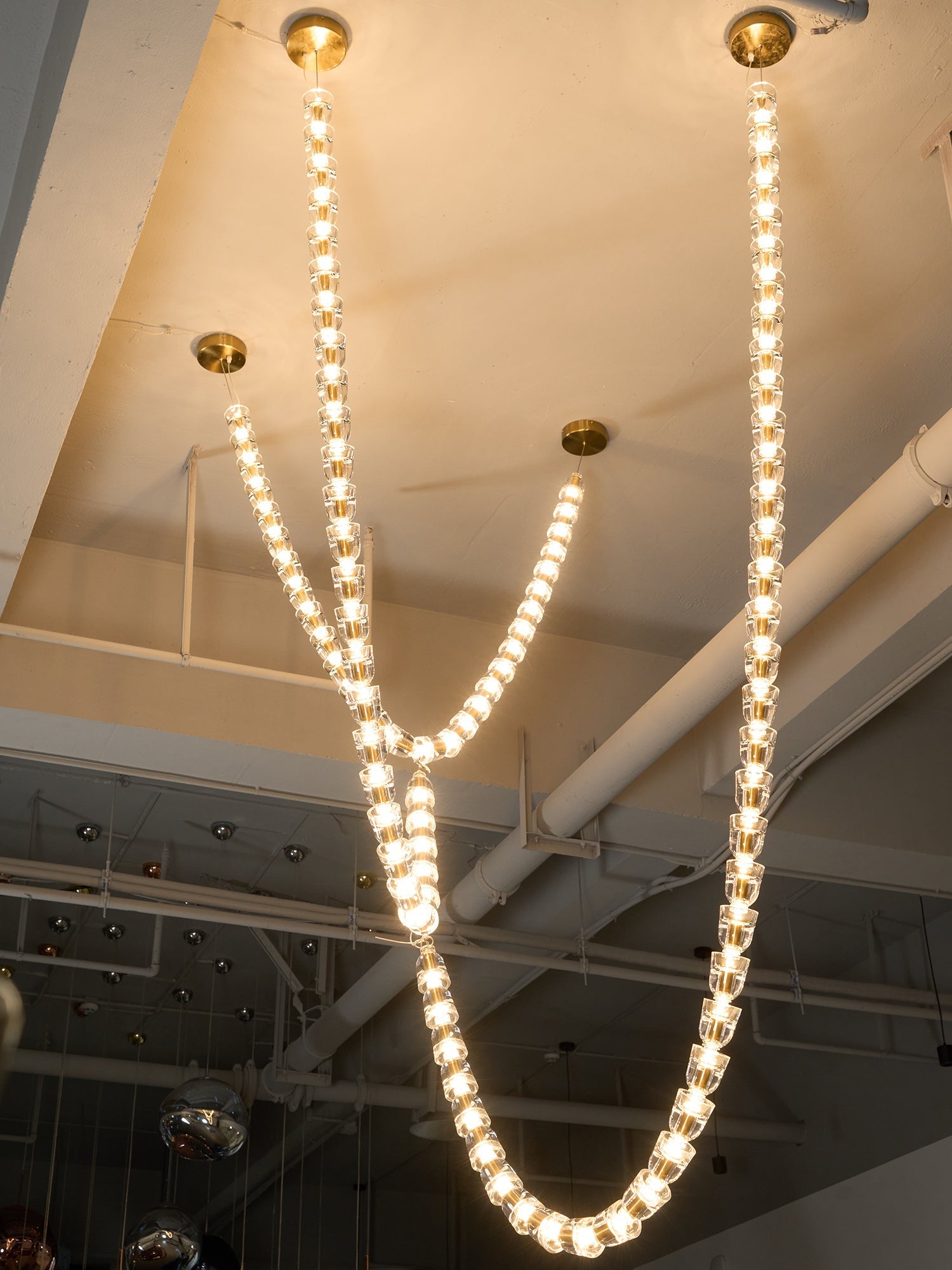 Lustra Chandelier Crystal Gold LED 3-Line - Letslighting
