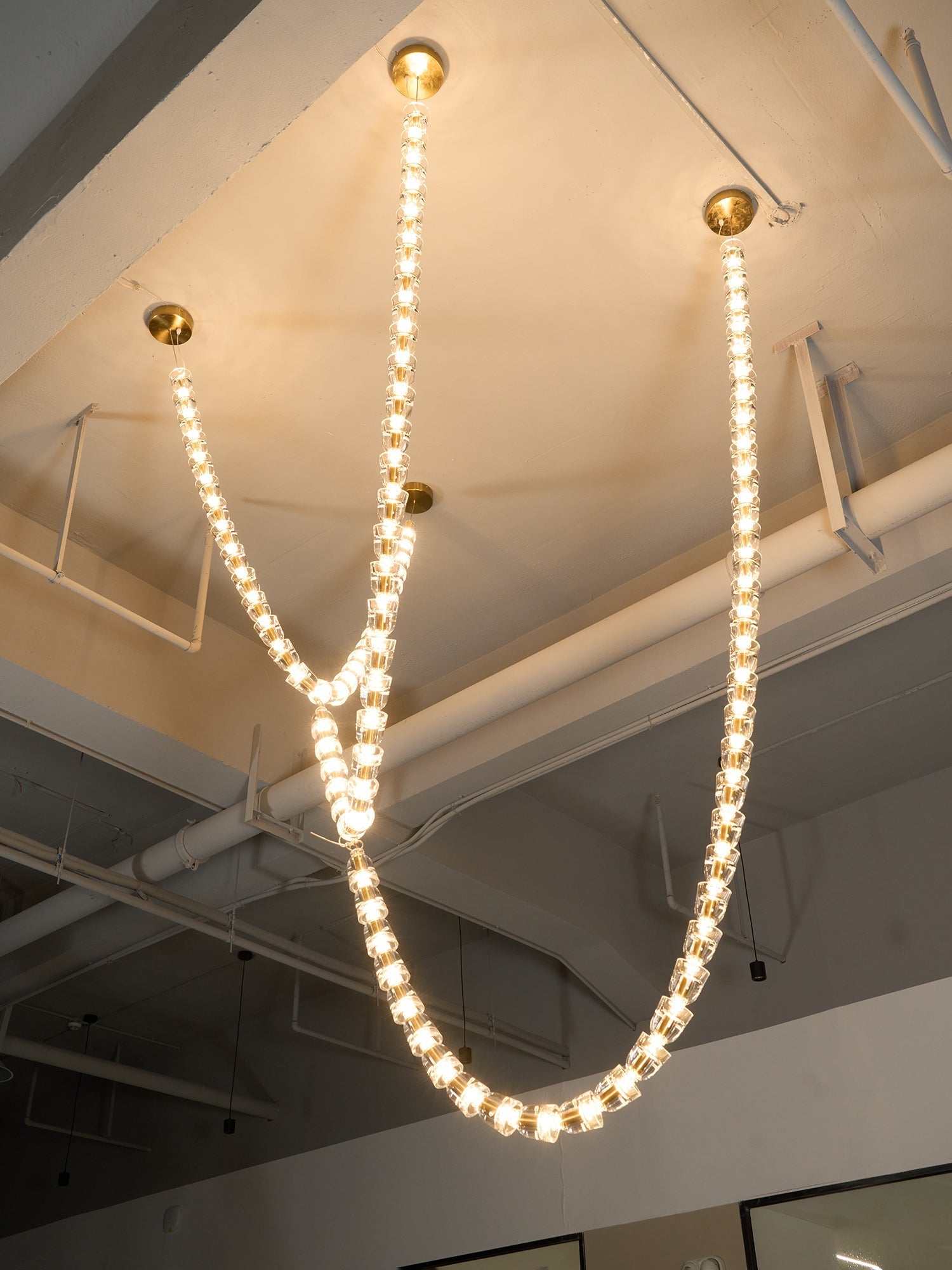 Lustra Chandelier Crystal Gold LED 3-Line - Letslighting