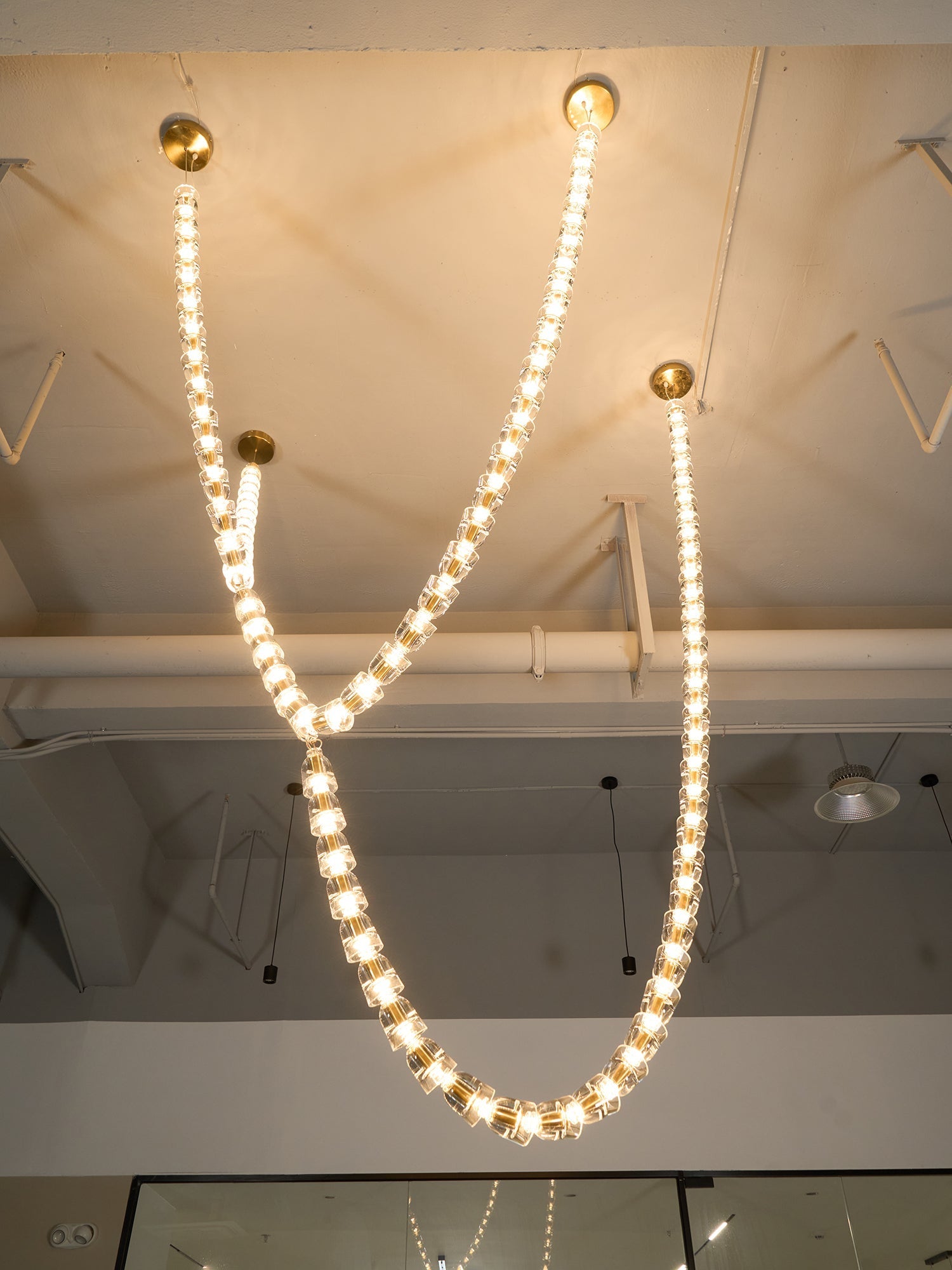 Lustra Chandelier Crystal Gold LED 3-Line - Letslighting