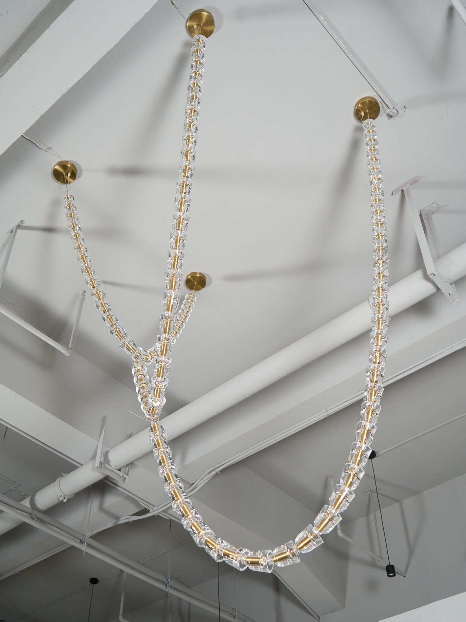 Lustra Chandelier Crystal Gold LED 3-Line - Letslighting