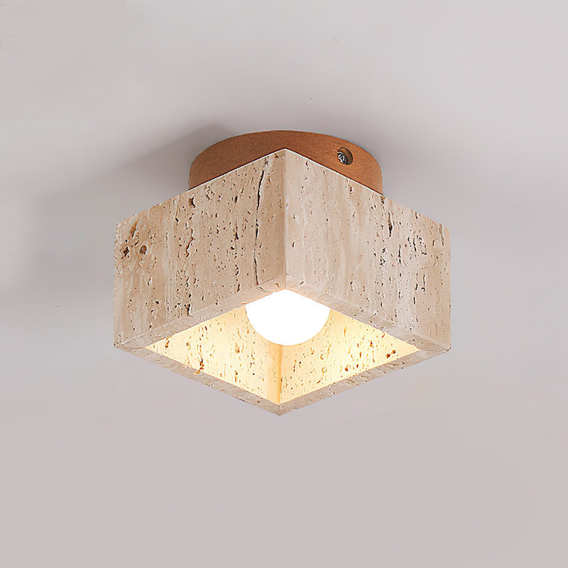 Ritta Sqaure&Round Ceiling Light Black& Yellow Travertine - Letslighting