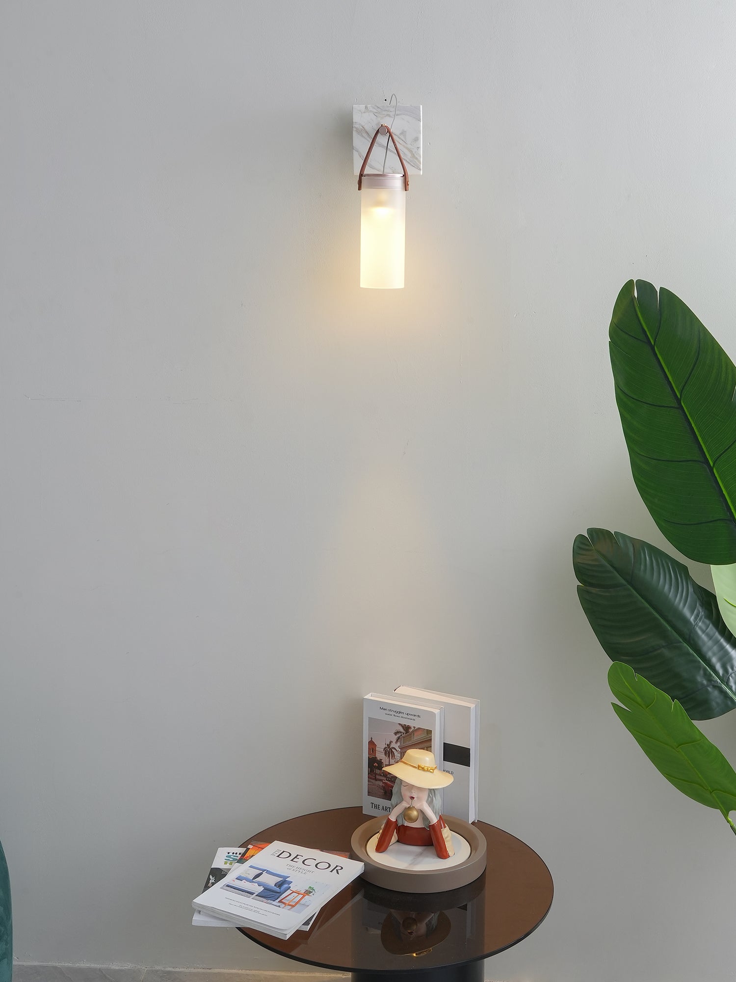 Galerie Wall Lamp Fontana Glass Leather Marble - Letslighting