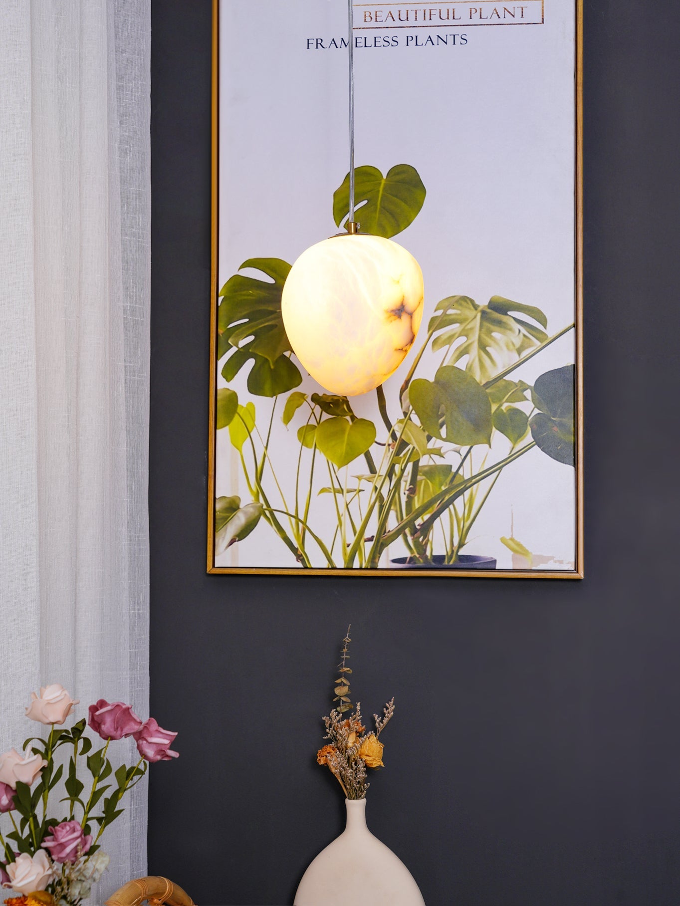 Goose Pendant Lamp Alabaster Brass Sophistication - Letslighting