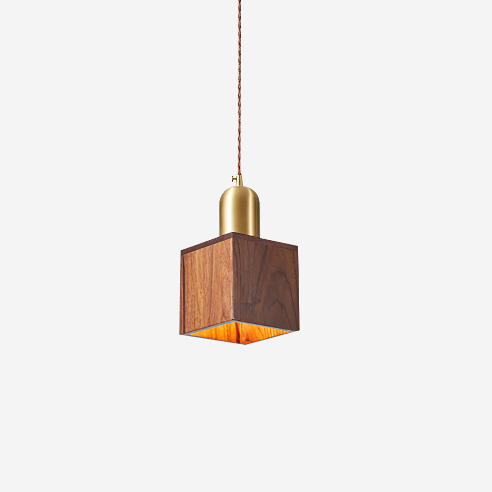 Wood Pendant Lamp Assorted Shapes in Solid Wood and Brass - Letslighting