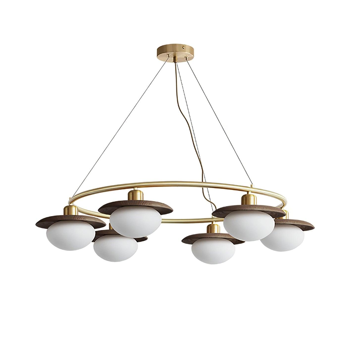 Gama Chandelier Copper Wood Round Vintage - Letslighting