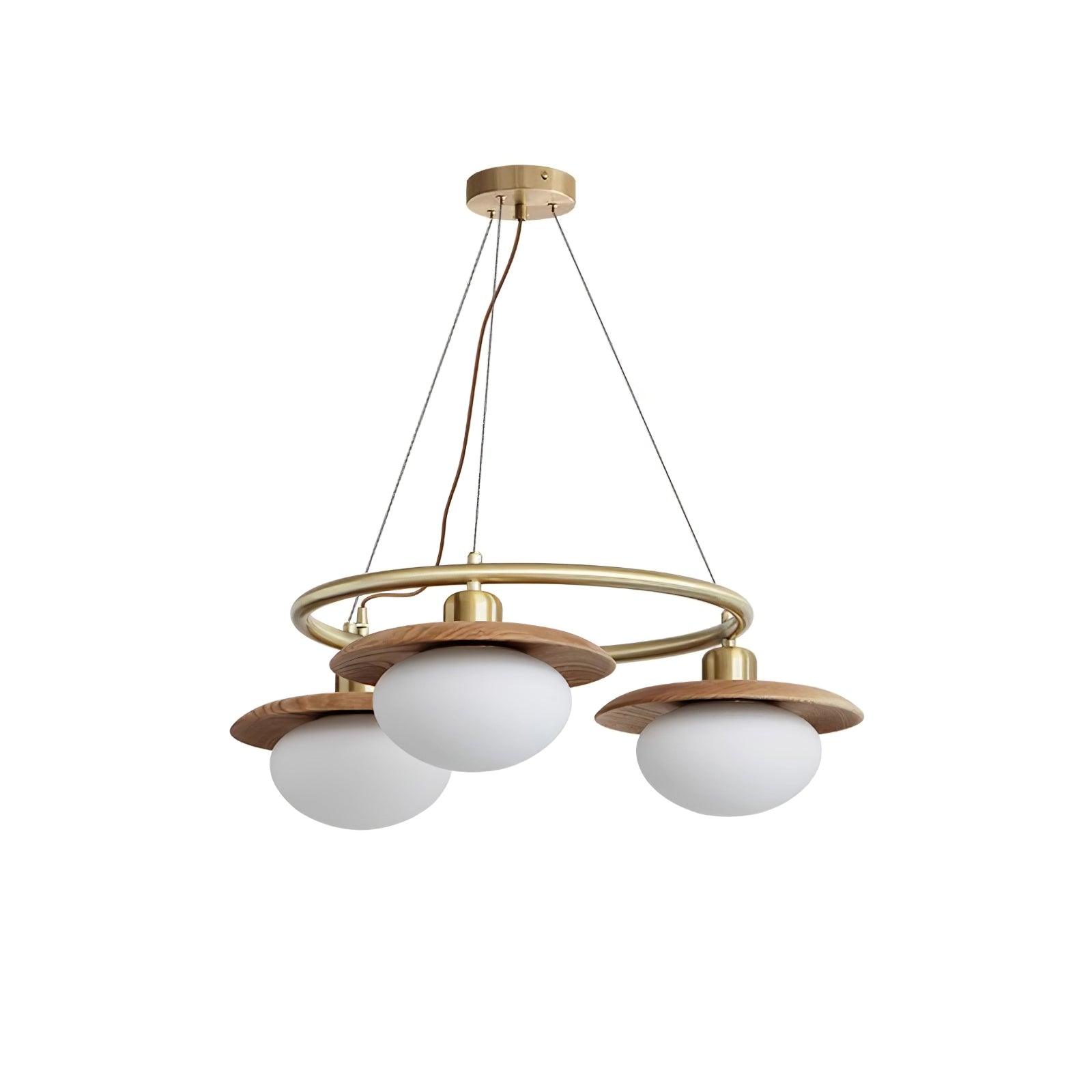 Gama Chandelier Copper Wood Round Vintage - Letslighting