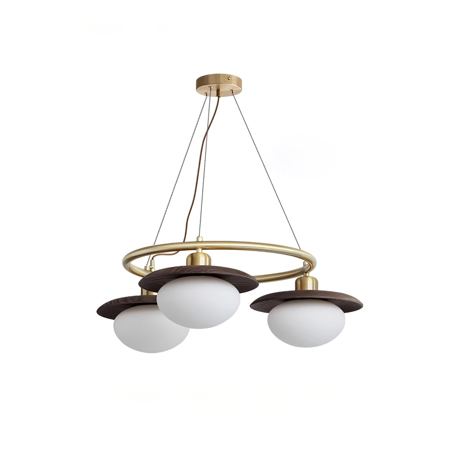 Gama Chandelier Copper Wood Round Vintage - Letslighting