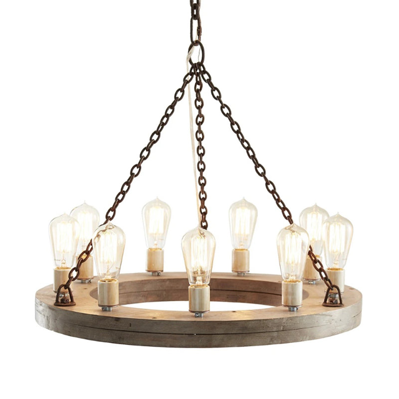 Armirila Vintage Industrial Wood Chandelier - Letslighting