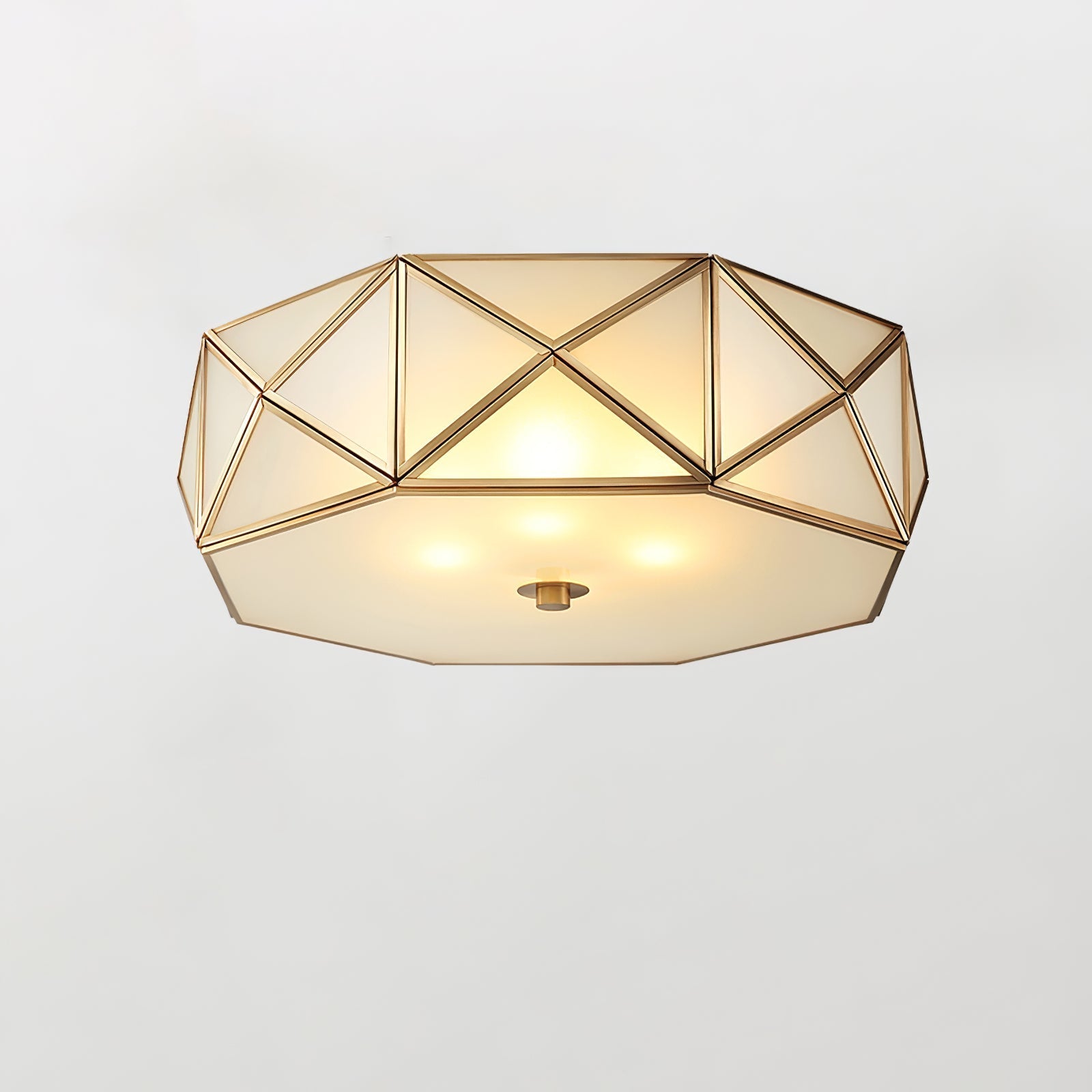 Coloreth Geometric Shaped Brass Glass Flush Ceiling Light - Letslighting