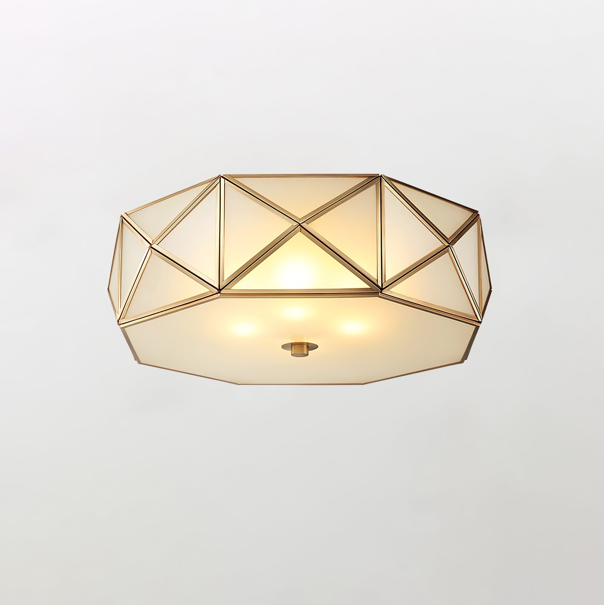 Coloreth Geometric Shaped Brass Glass Flush Ceiling Light - Letslighting