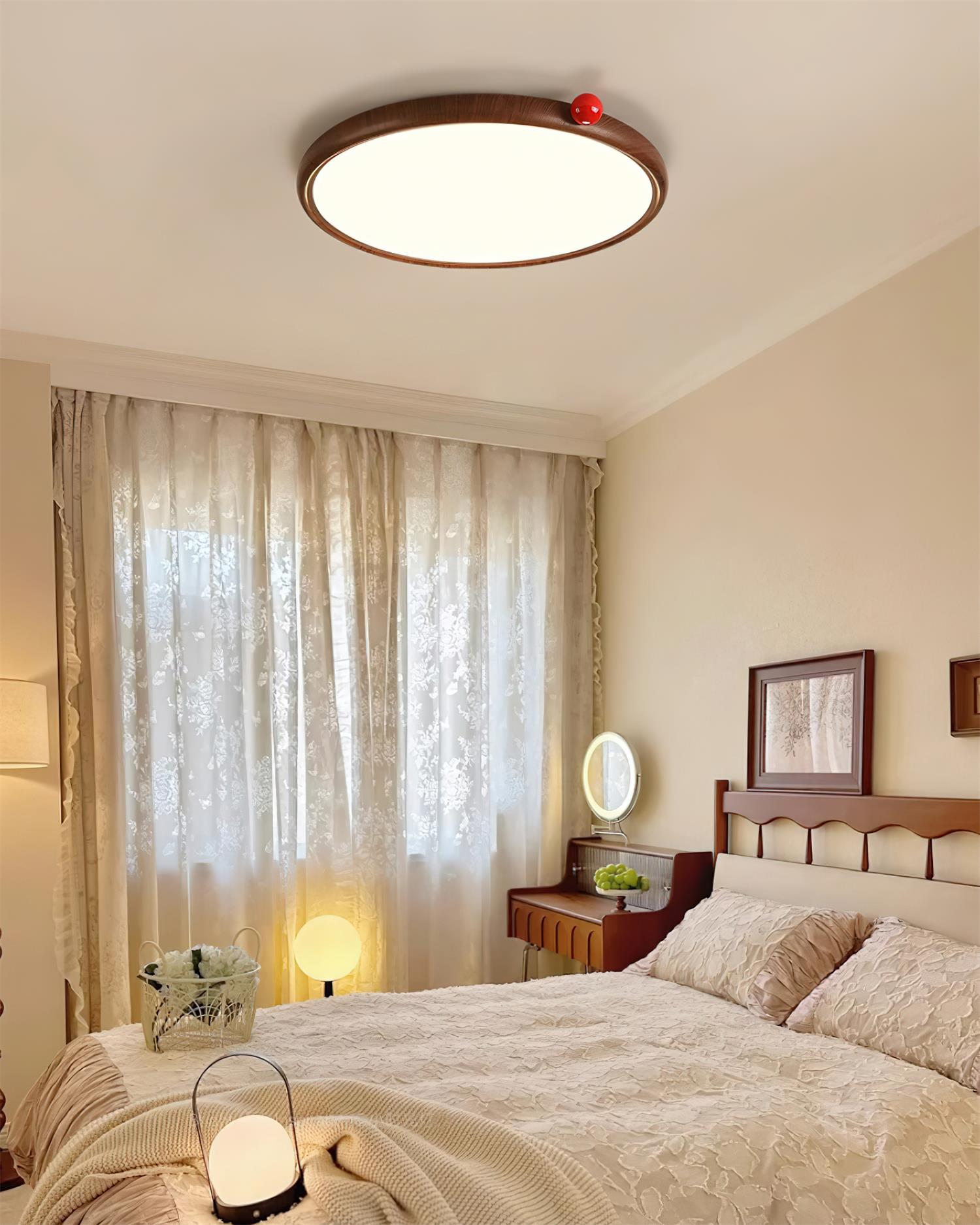 Geos Ceiling Light Wood Tone Circular LED - Letslighting