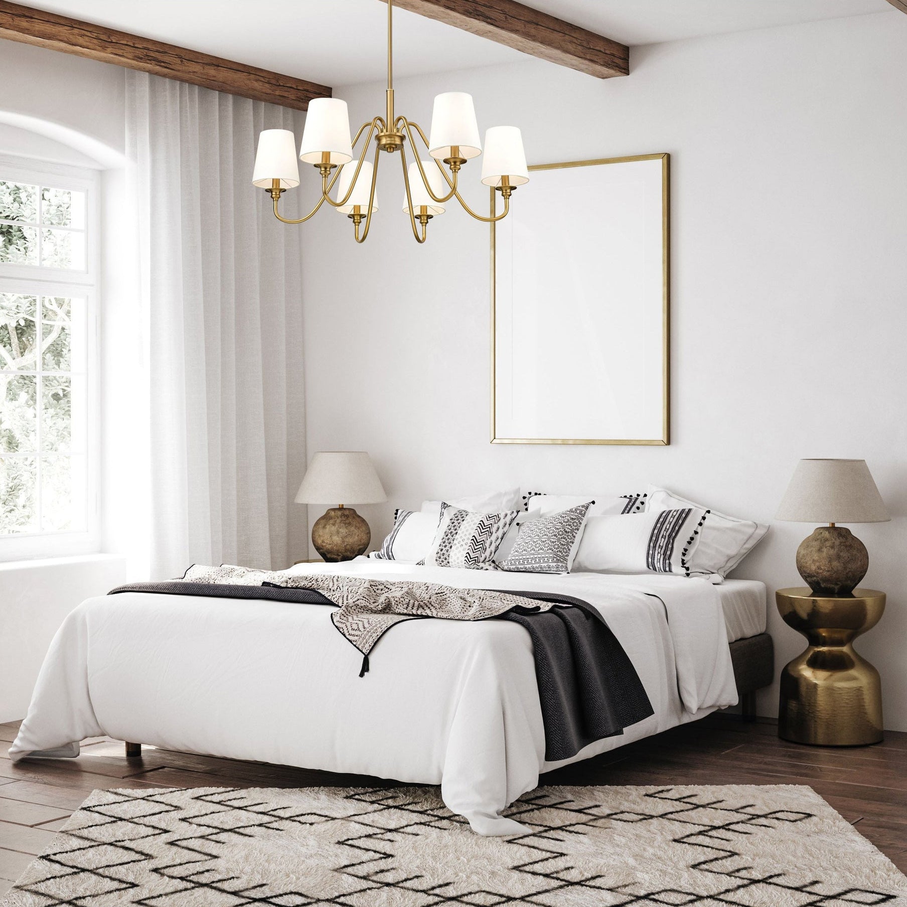 Vavenus Vintage Industrial Brass Fabric Chandelier - Letslighting