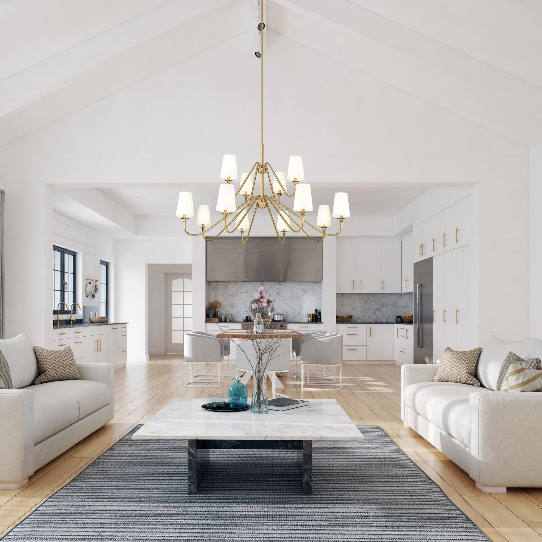 Vavenus Vintage Industrial Brass Fabric Chandelier - Letslighting