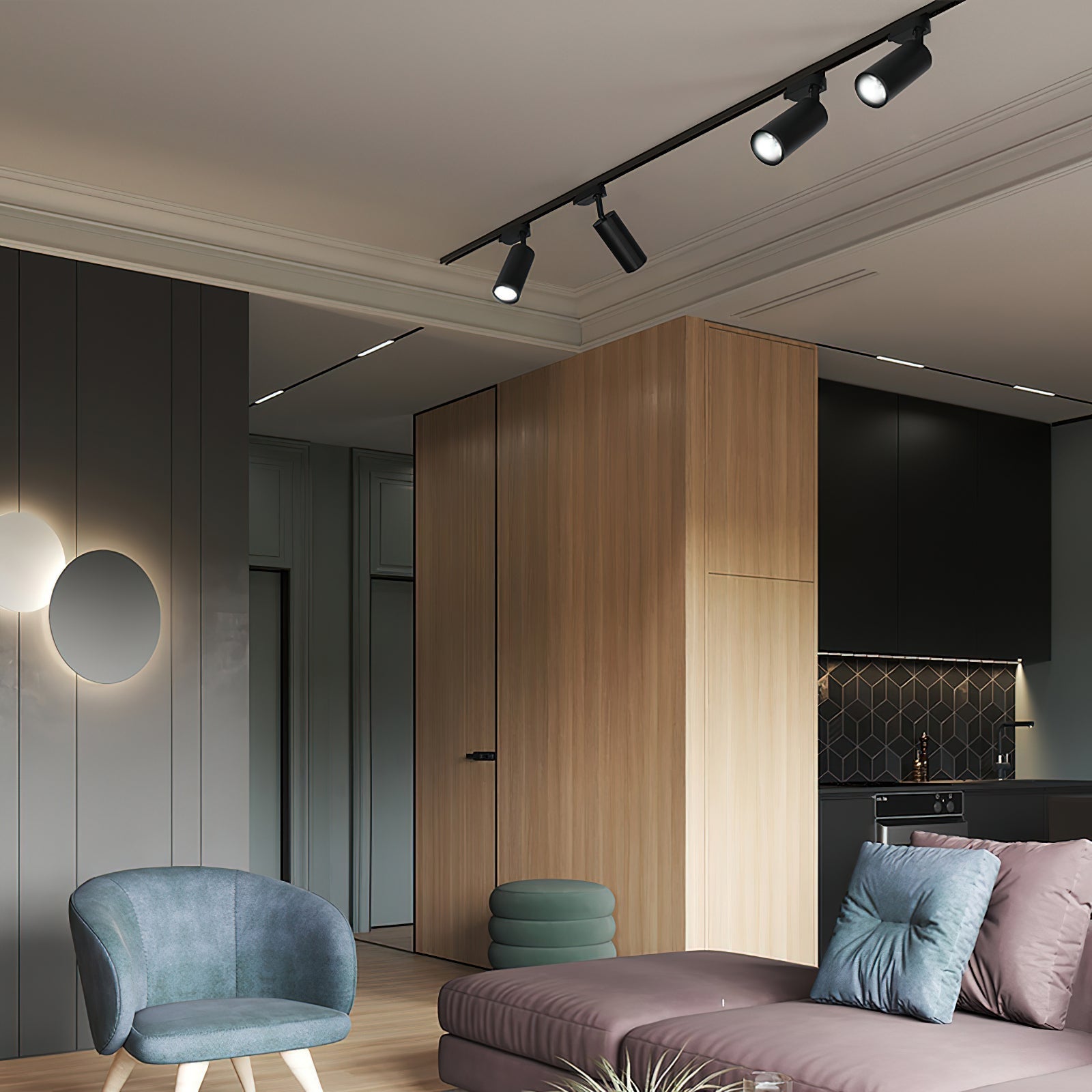 Gilded Track Light Gilded Cylindrical for Living Room - Letslighting