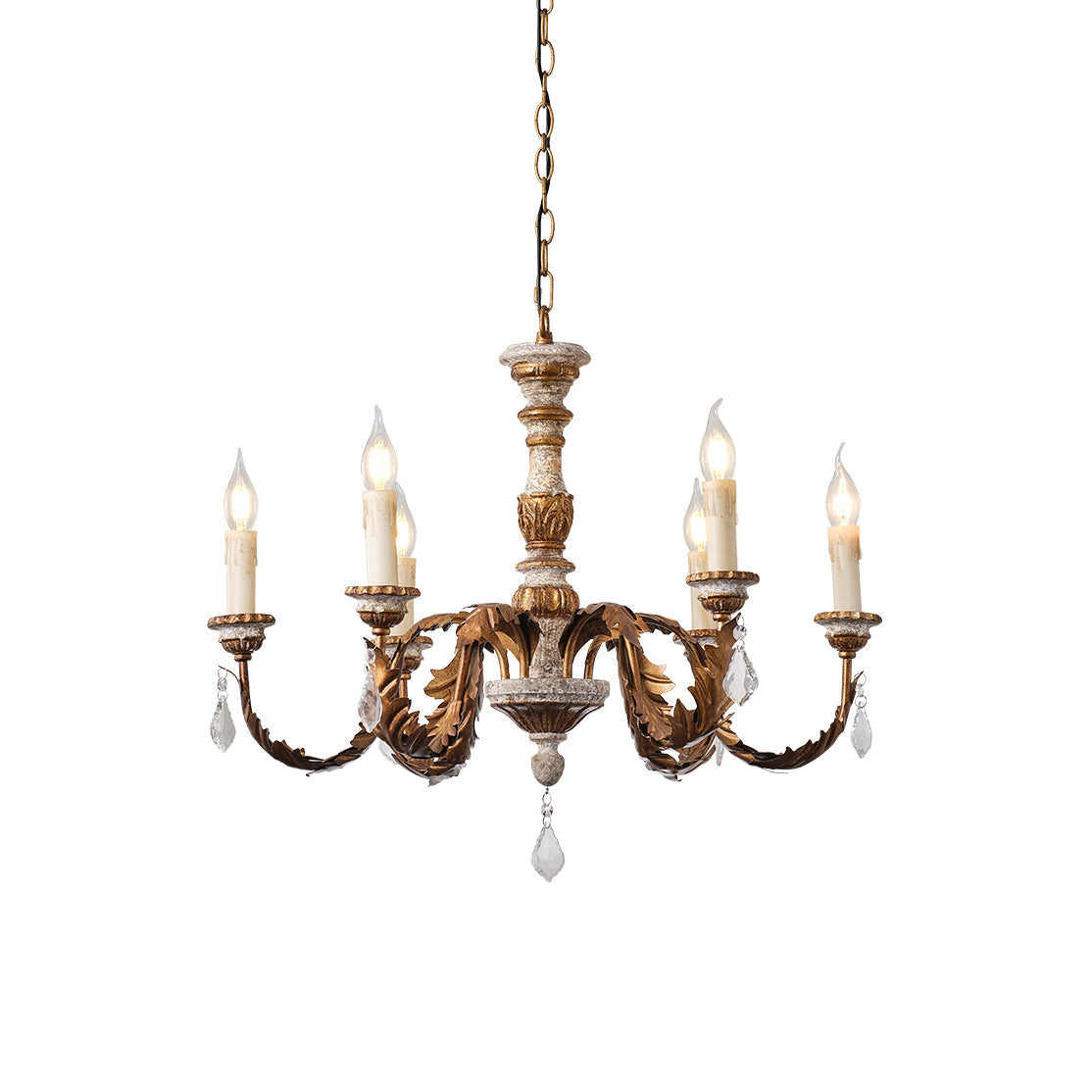 Ivinila Vintage Industrial Solid Wood Crystal Chandelier - Letslighting