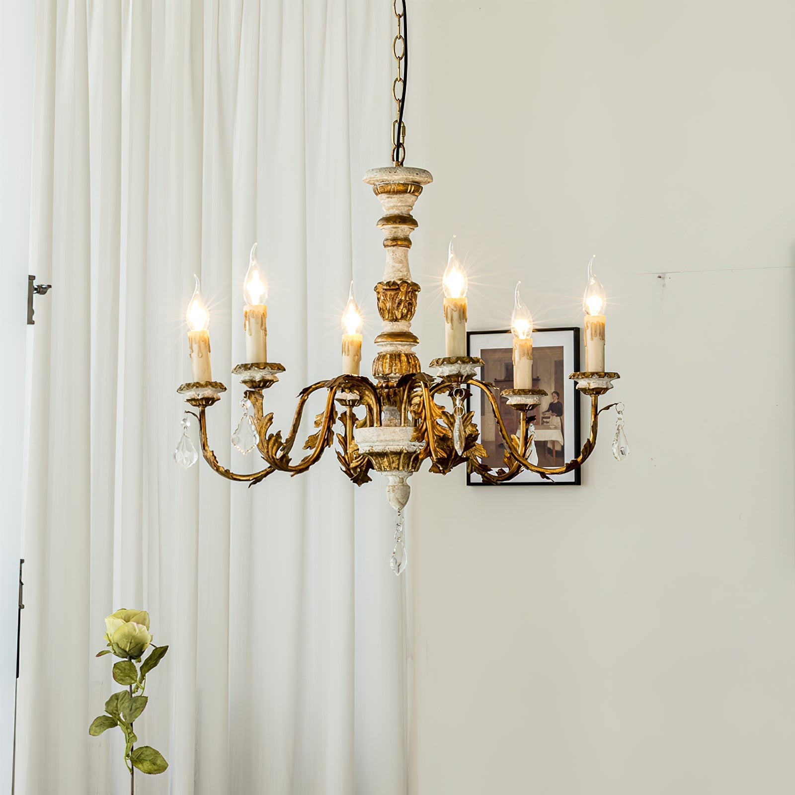 Ivinila Vintage Industrial Solid Wood Crystal Chandelier - Letslighting
