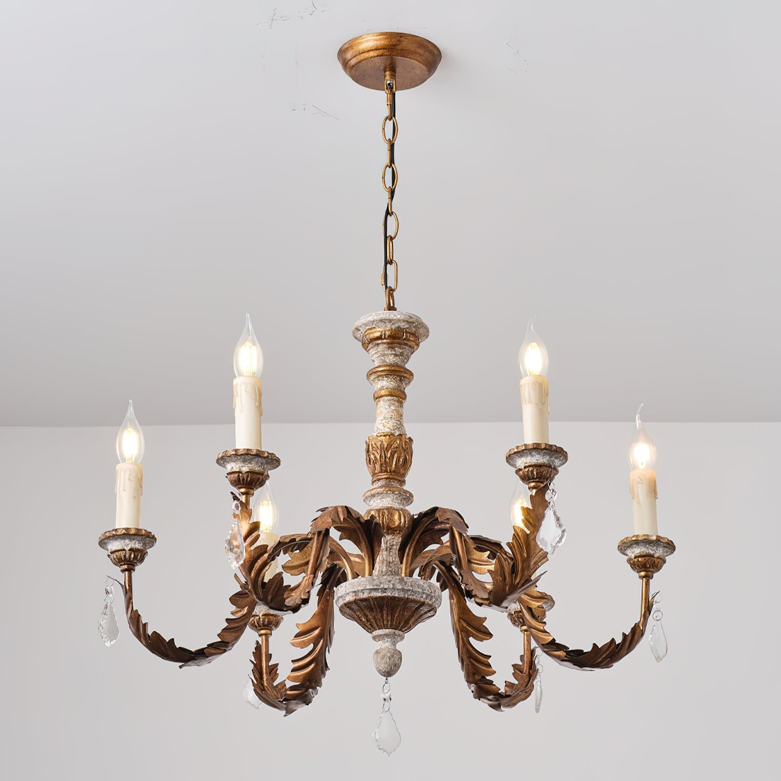 Ivinila Vintage Industrial Solid Wood Crystal Chandelier - Letslighting