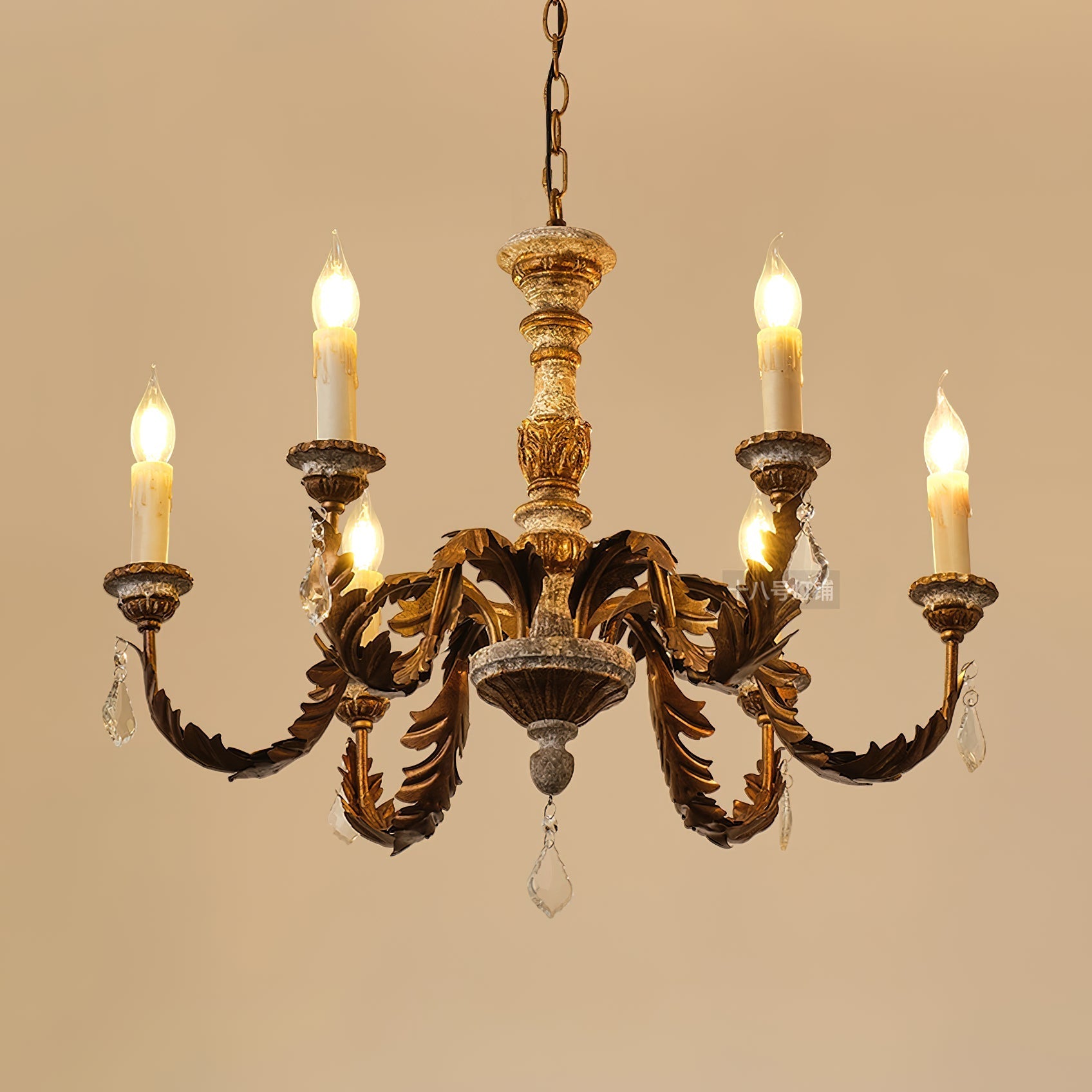 Ivinila Vintage Industrial Solid Wood Crystal Chandelier - Letslighting