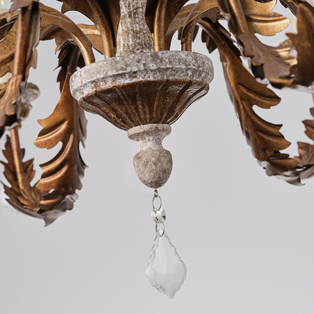 Ivinila Vintage Industrial Solid Wood Crystal Chandelier - Letslighting