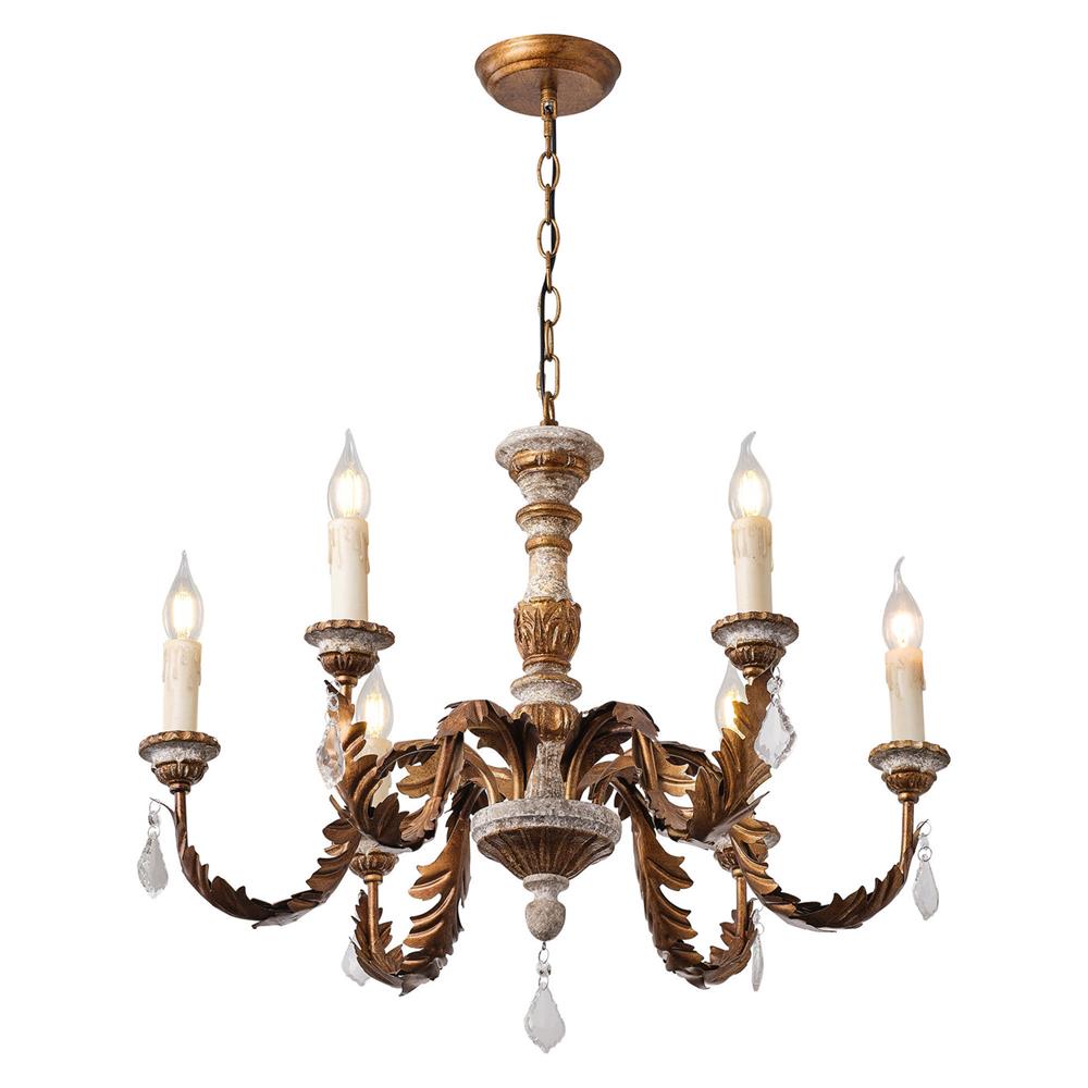 Ivinila Vintage Industrial Solid Wood Crystal Chandelier - Letslighting