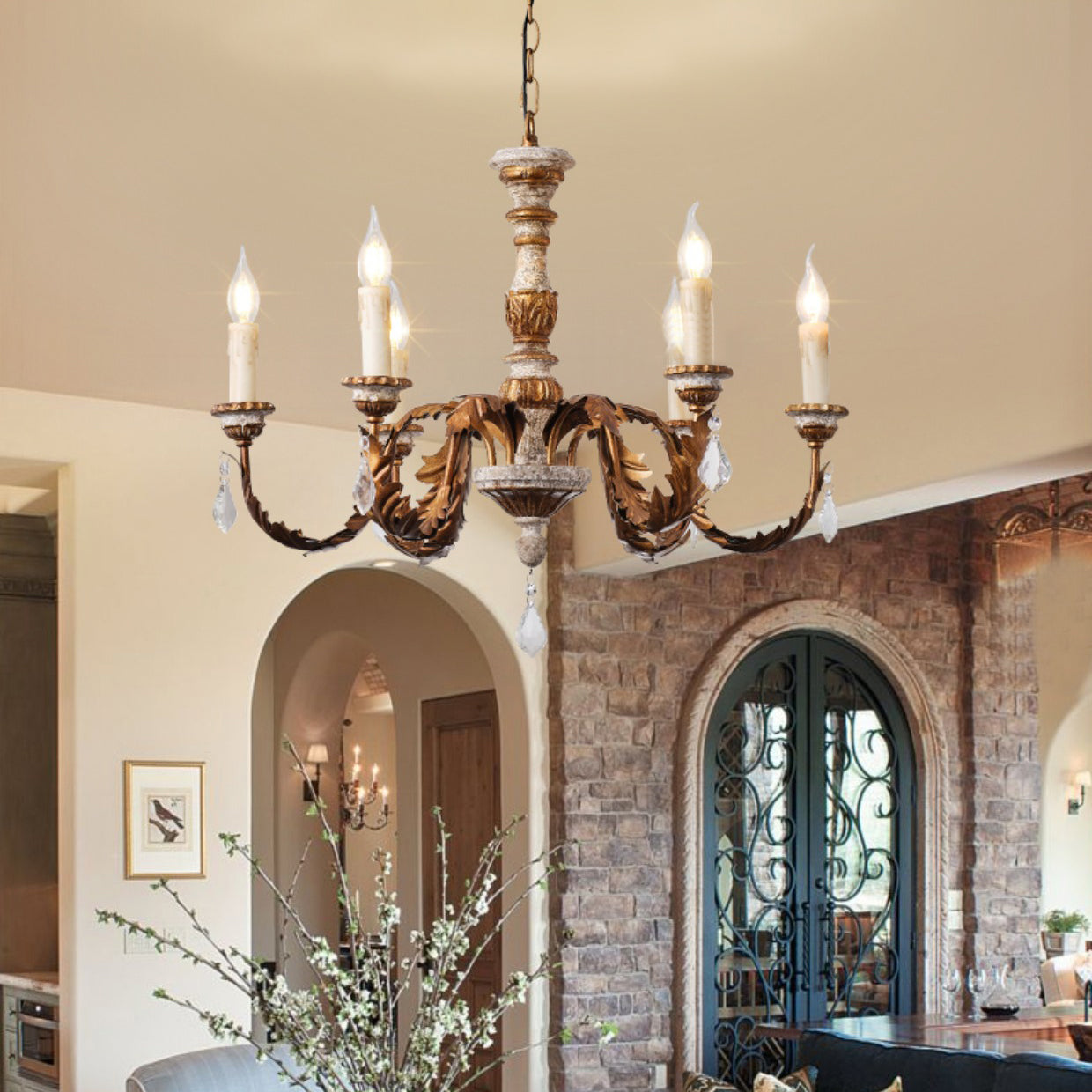Ivinila Vintage Industrial Solid Wood Crystal Chandelier - Letslighting