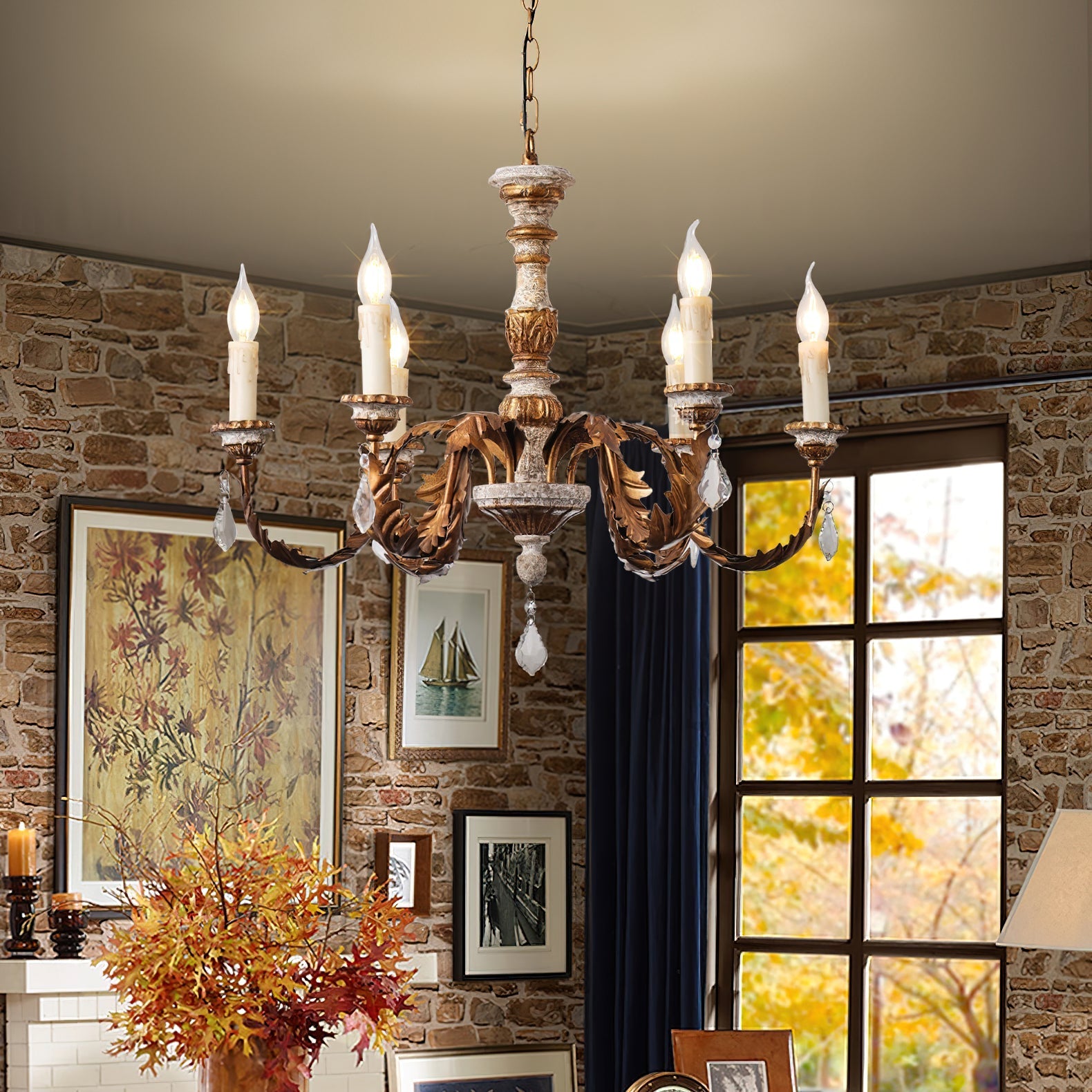 Ivinila Vintage Industrial Solid Wood Crystal Chandelier - Letslighting